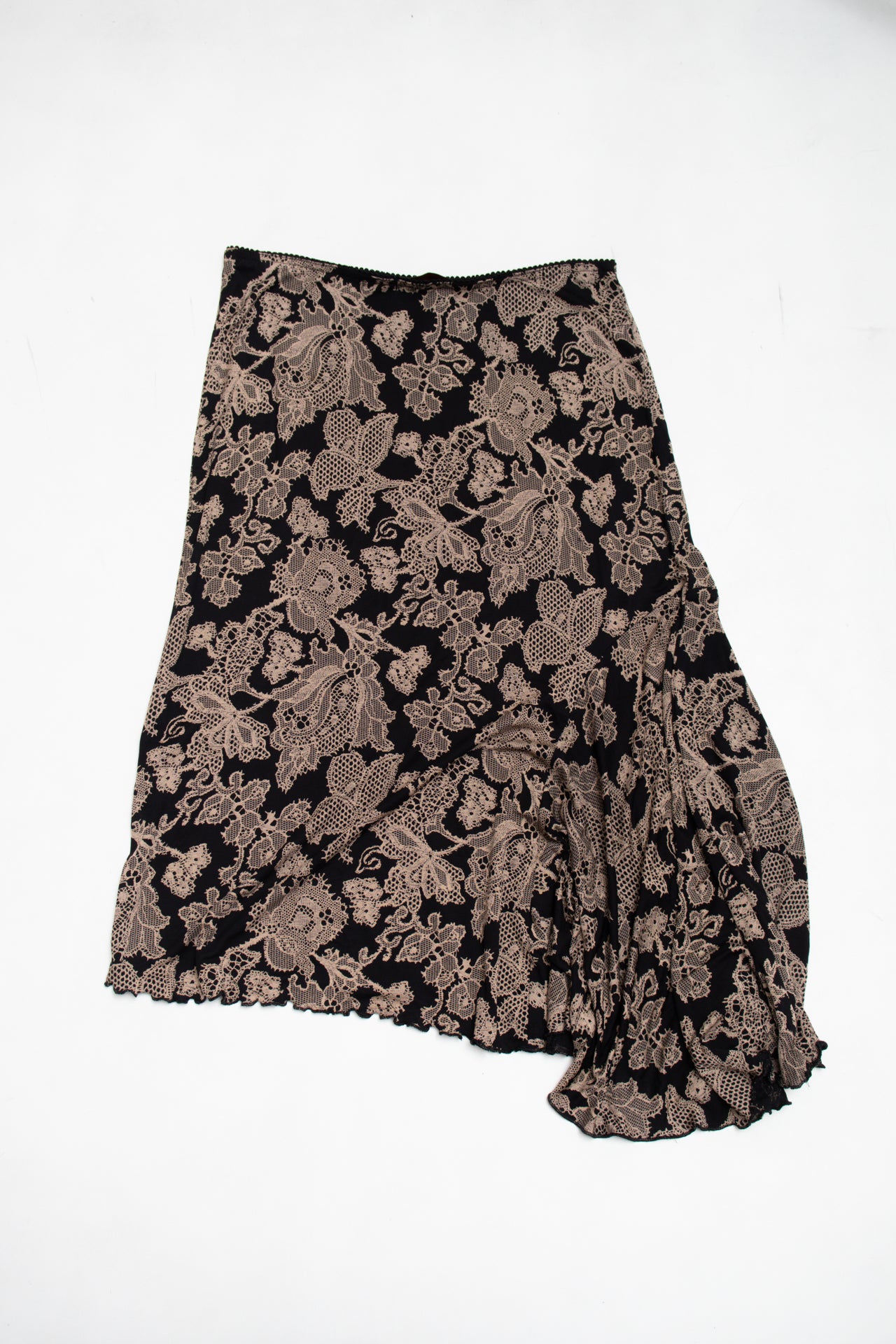 #207 Cue lace print asymmetrical skirt | c. 162 | size 6