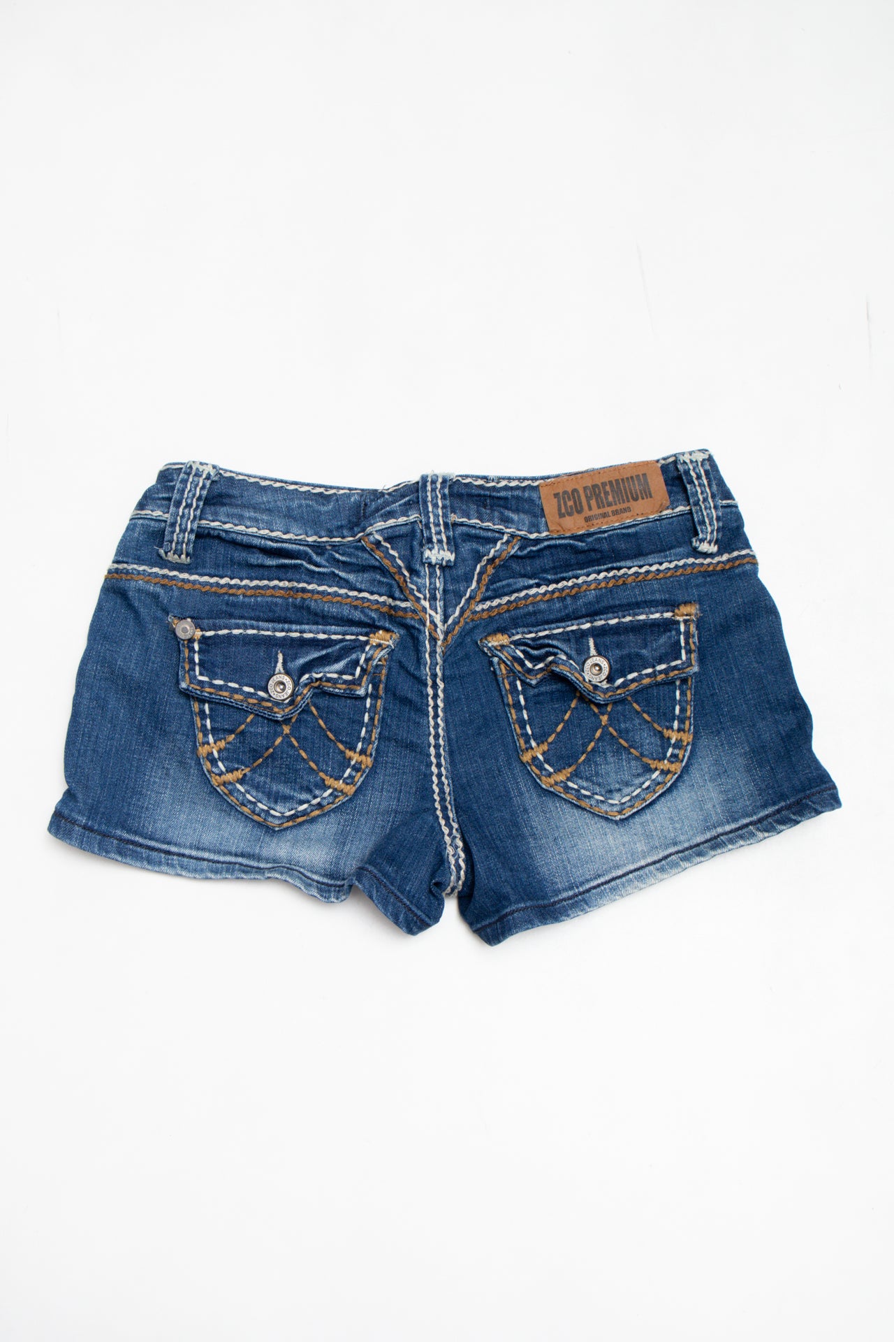 #213 ZCO Jeans stitch work mini shorts | c. 162 | size 6