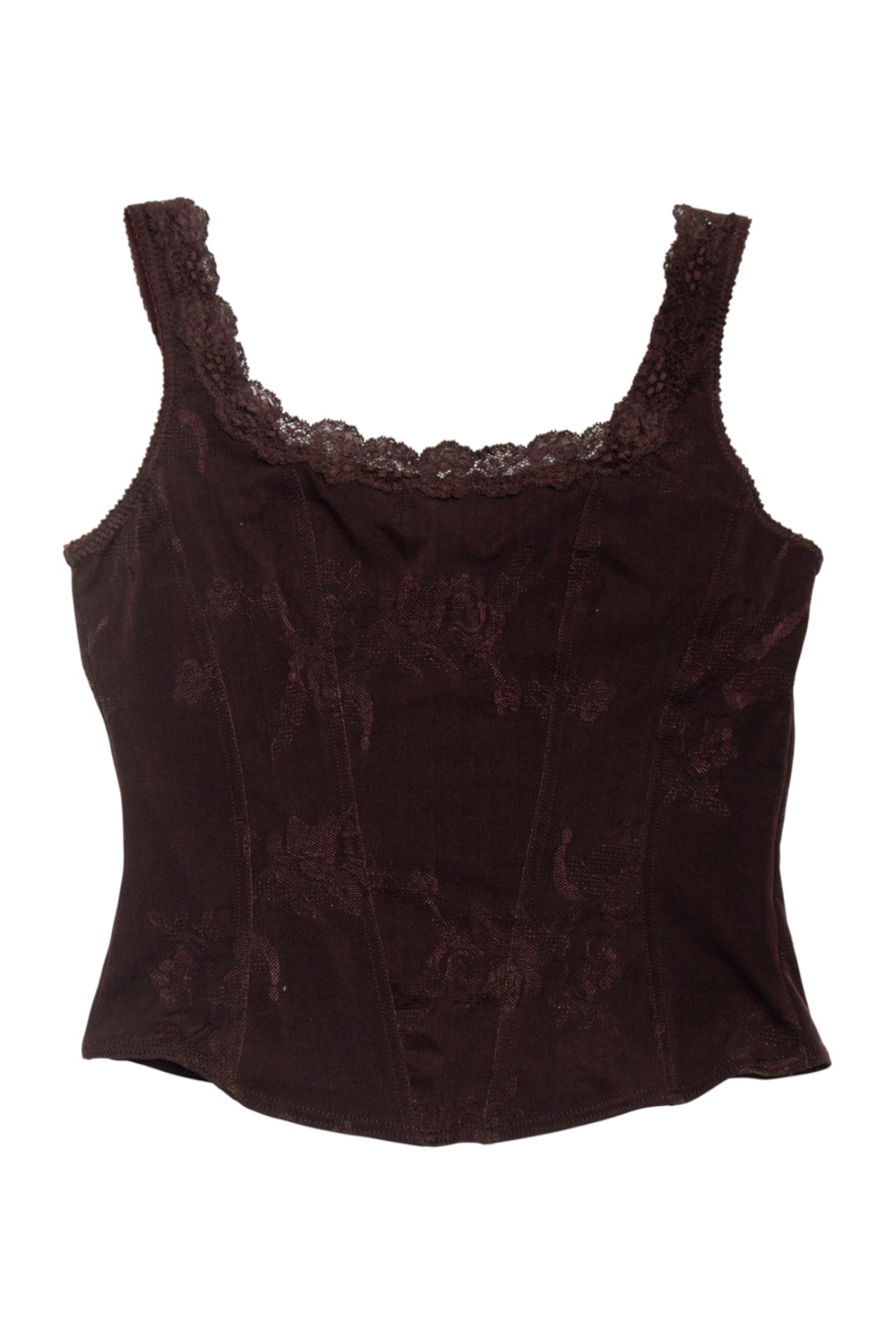 #42 Arianne Lace-trim Floral Jacquard Tank Top Brown | c. 172 | Size 10