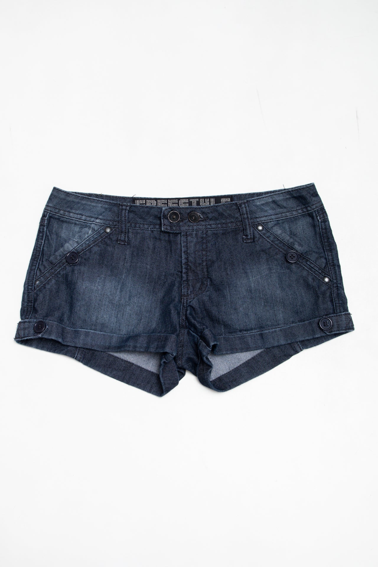 #215 Freestyle Revolution dark wash mini denim shorts | c. 162 | size 8