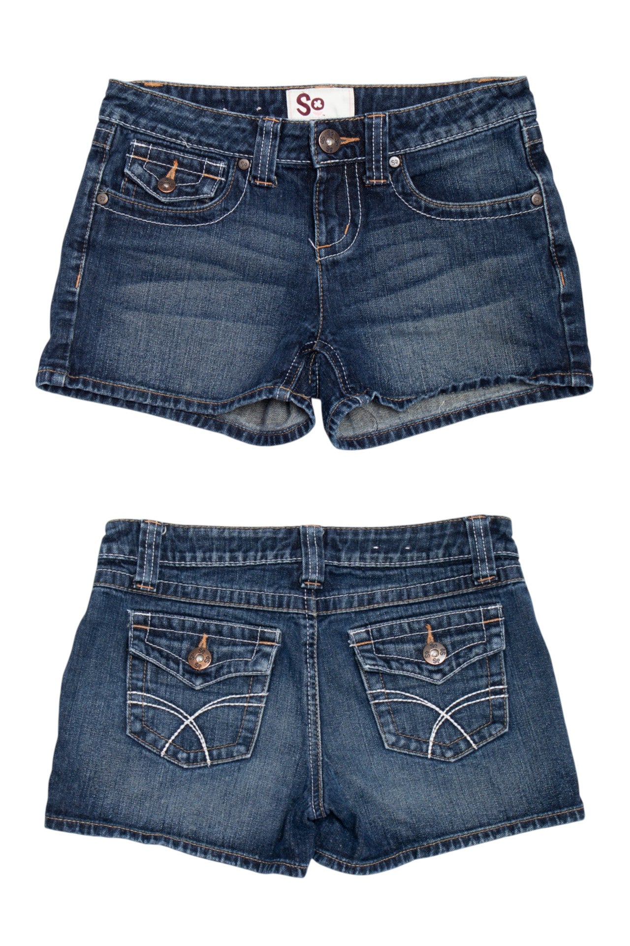 #218 So stitched pocket denim mini shorts | c. 162 | size 6