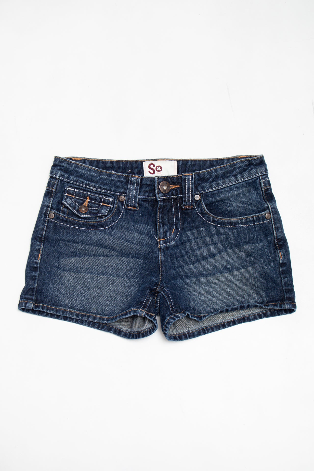 #218 So stitched pocket denim mini shorts | c. 162 | size 6