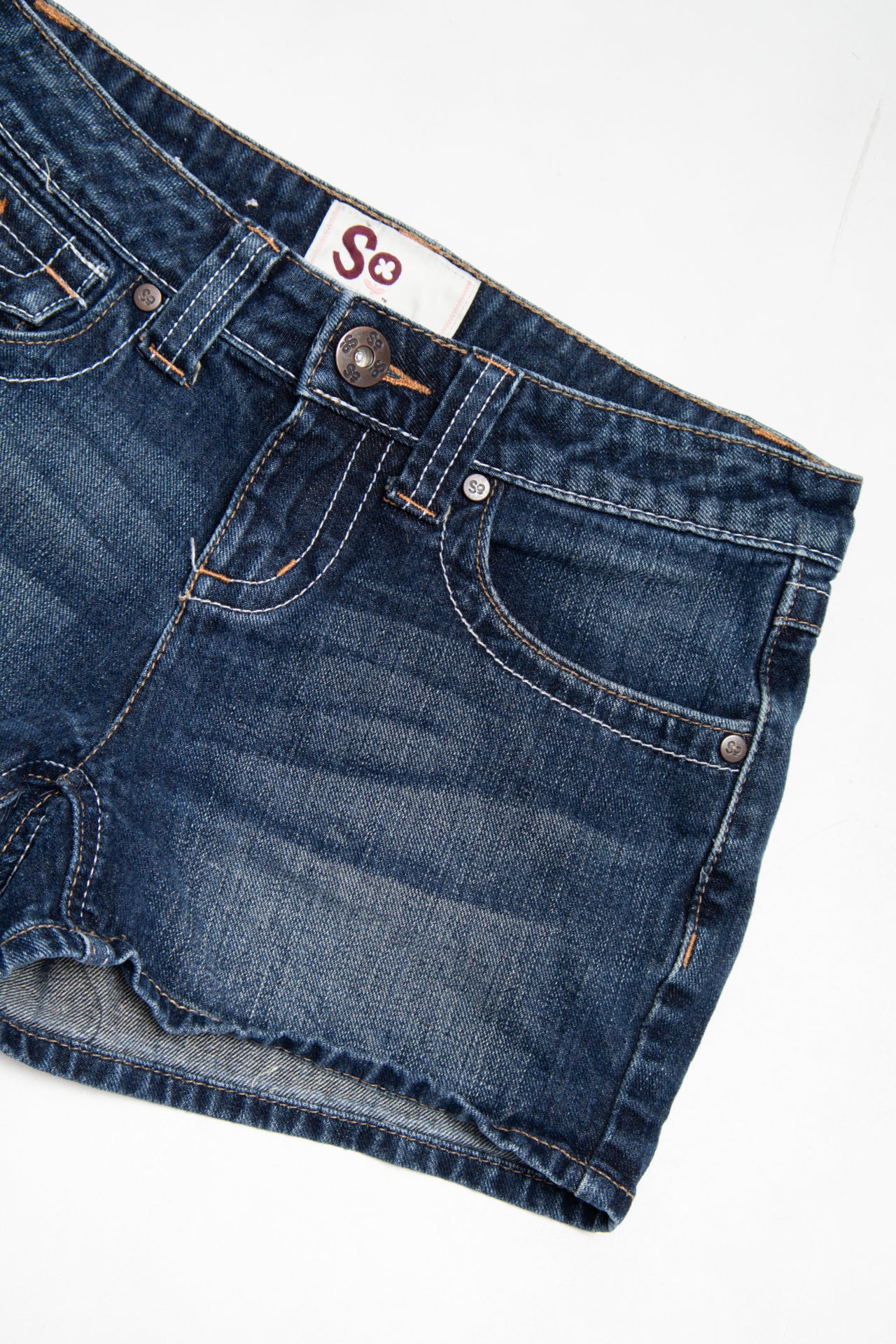 #218 So stitched pocket denim mini shorts | c. 162 | size 6