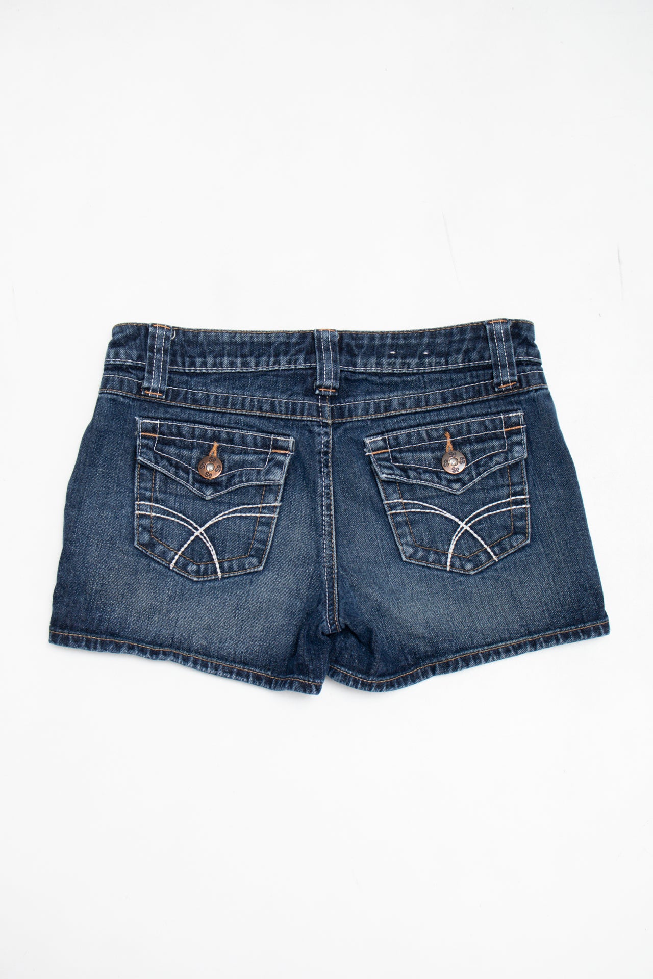 #218 So stitched pocket denim mini shorts | c. 162 | size 6