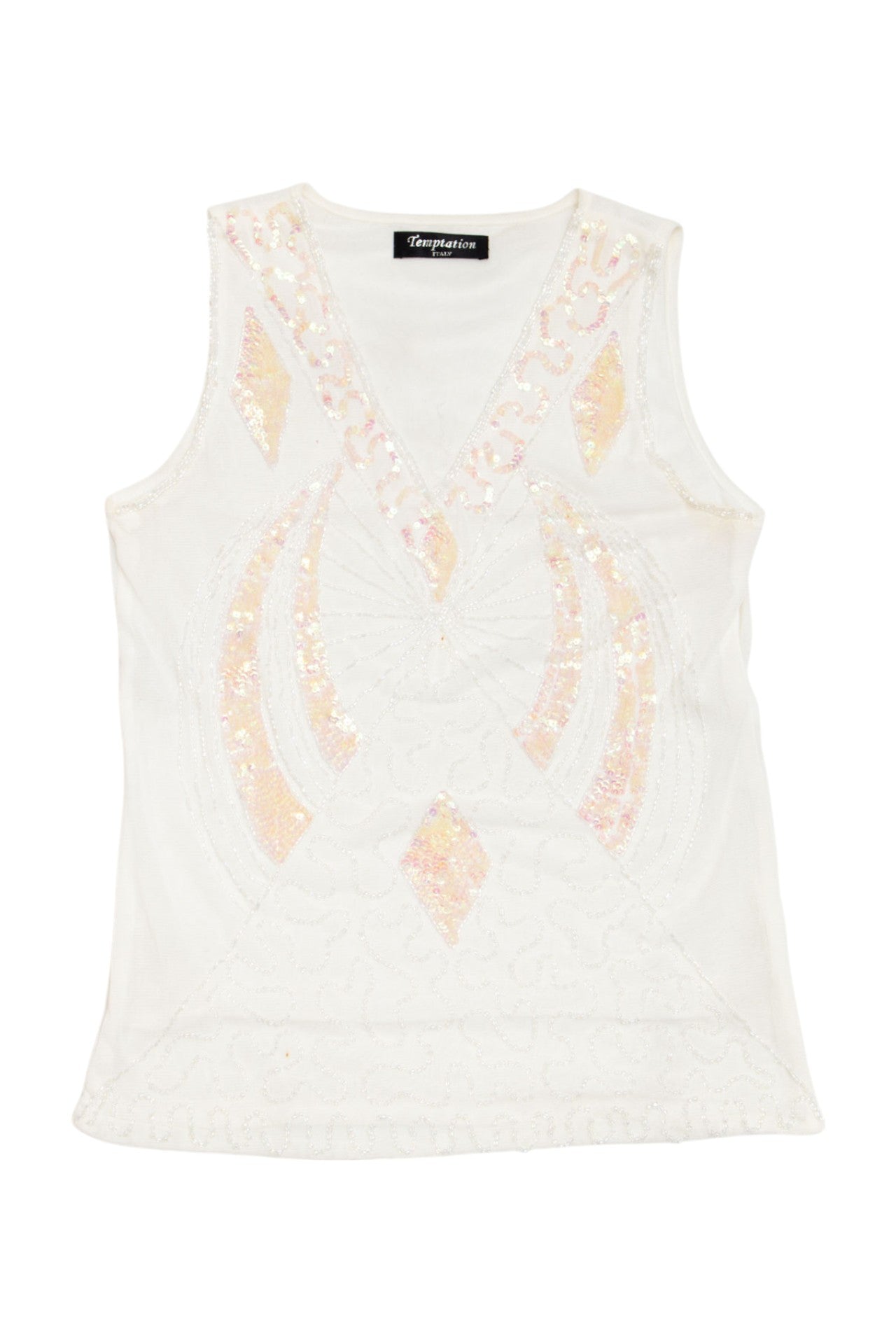 #224 Temptation seqiun beaded mesh tank | c. 154 | size 10/12