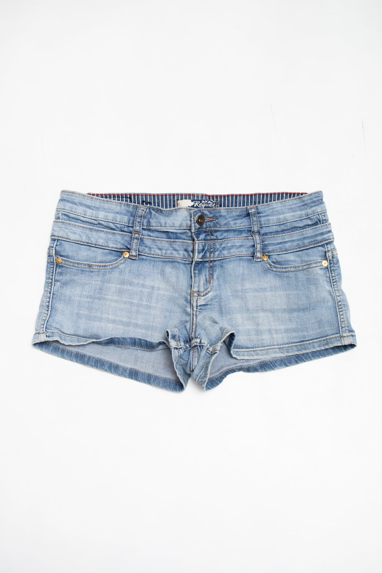 #220 Request double waistline denim mini shorts | c. 162 | size 10/12