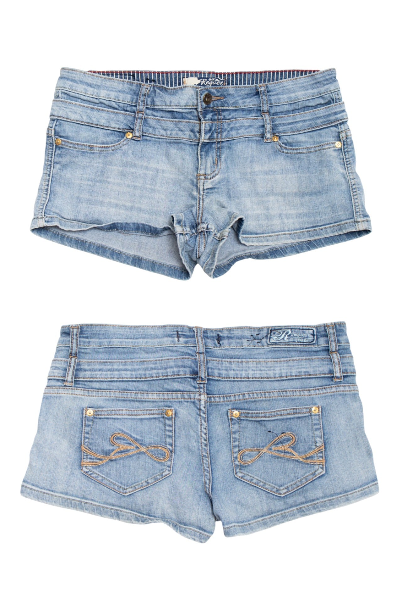 #220 Request double waistline denim mini shorts | c. 162 | size 10/12