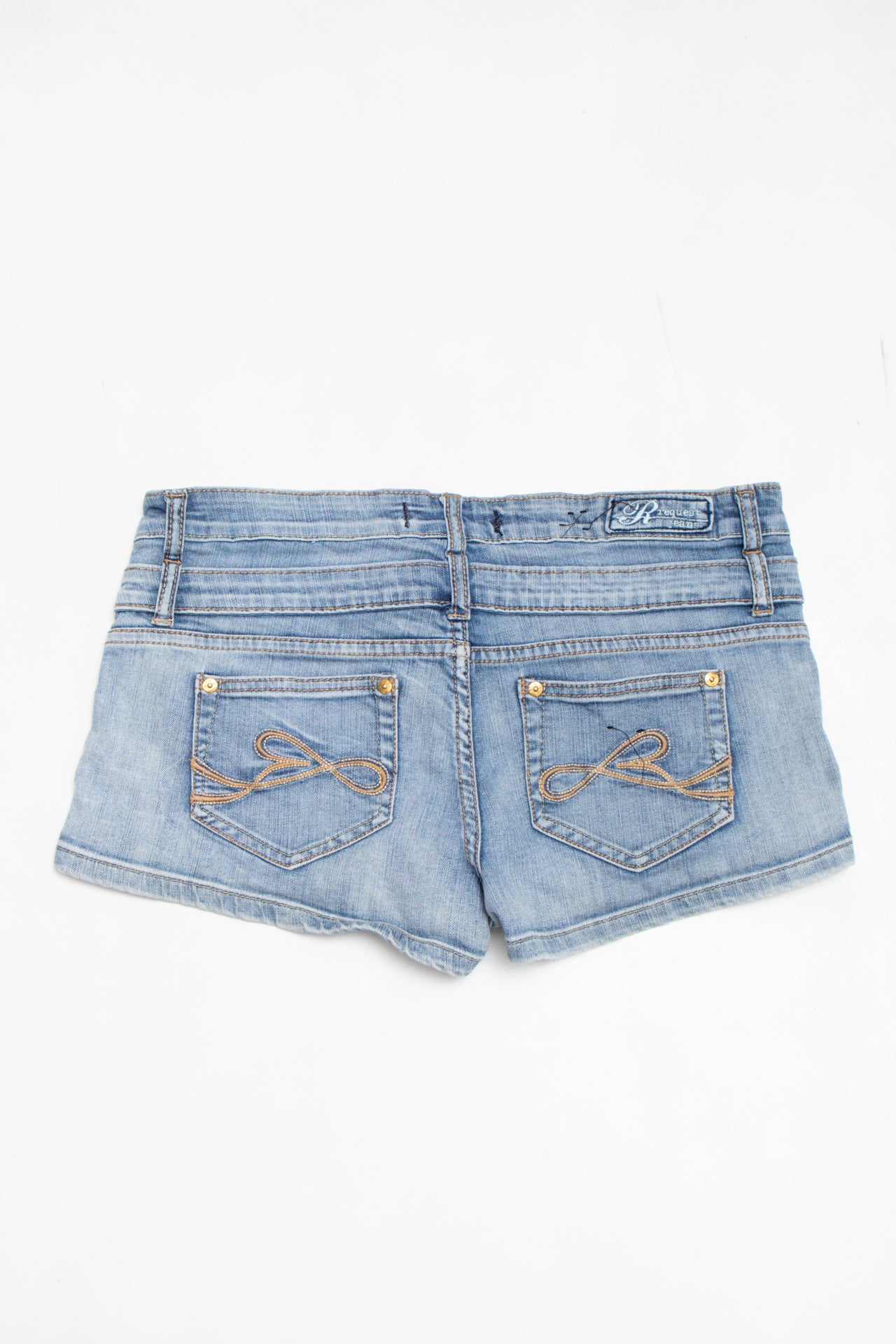 #220 Request double waistline denim mini shorts | c. 162 | size 10/12