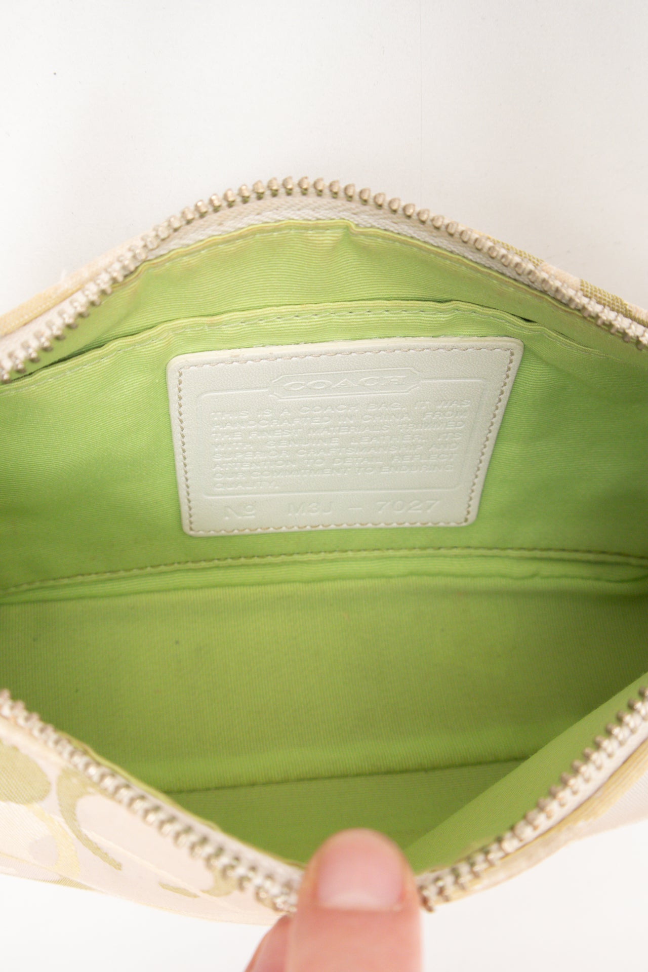 #226 Coach green/white monogram demi bag | c. 162