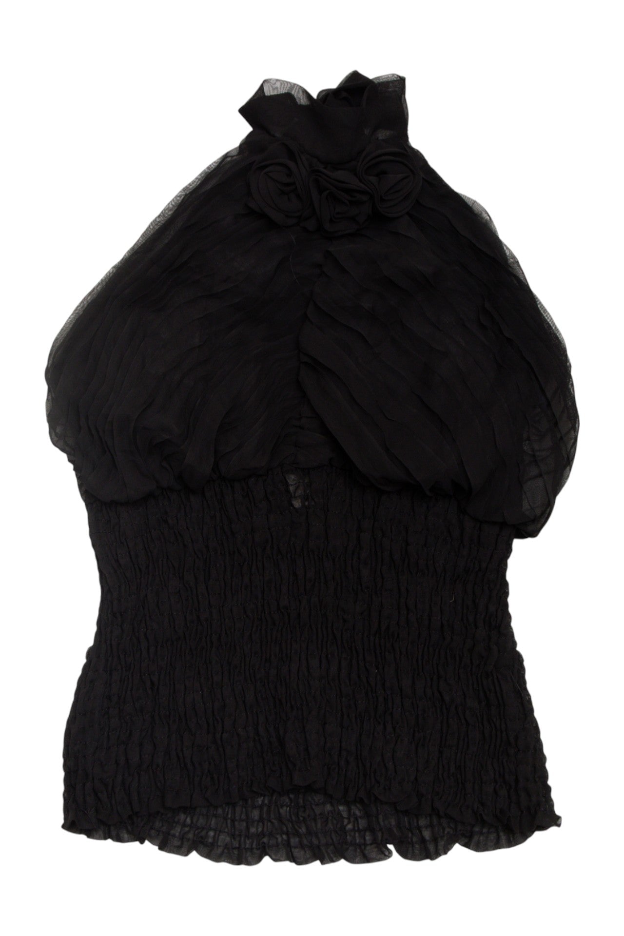 #56 Voice Halter Chiffon Top Black | c. 172 | Size 12