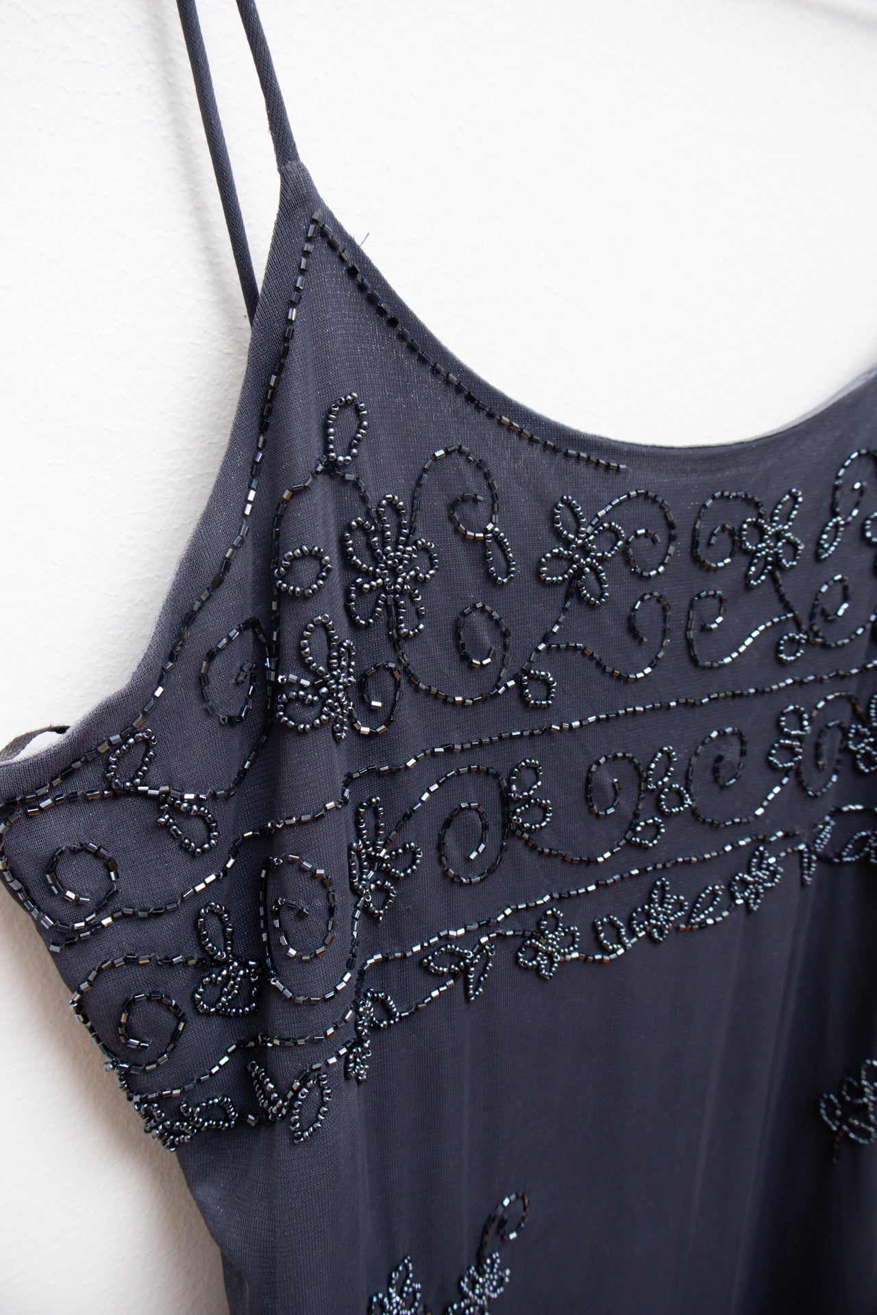 #230 Onyx Nite beaded deep silver maxi dress | c. 162 | size 8