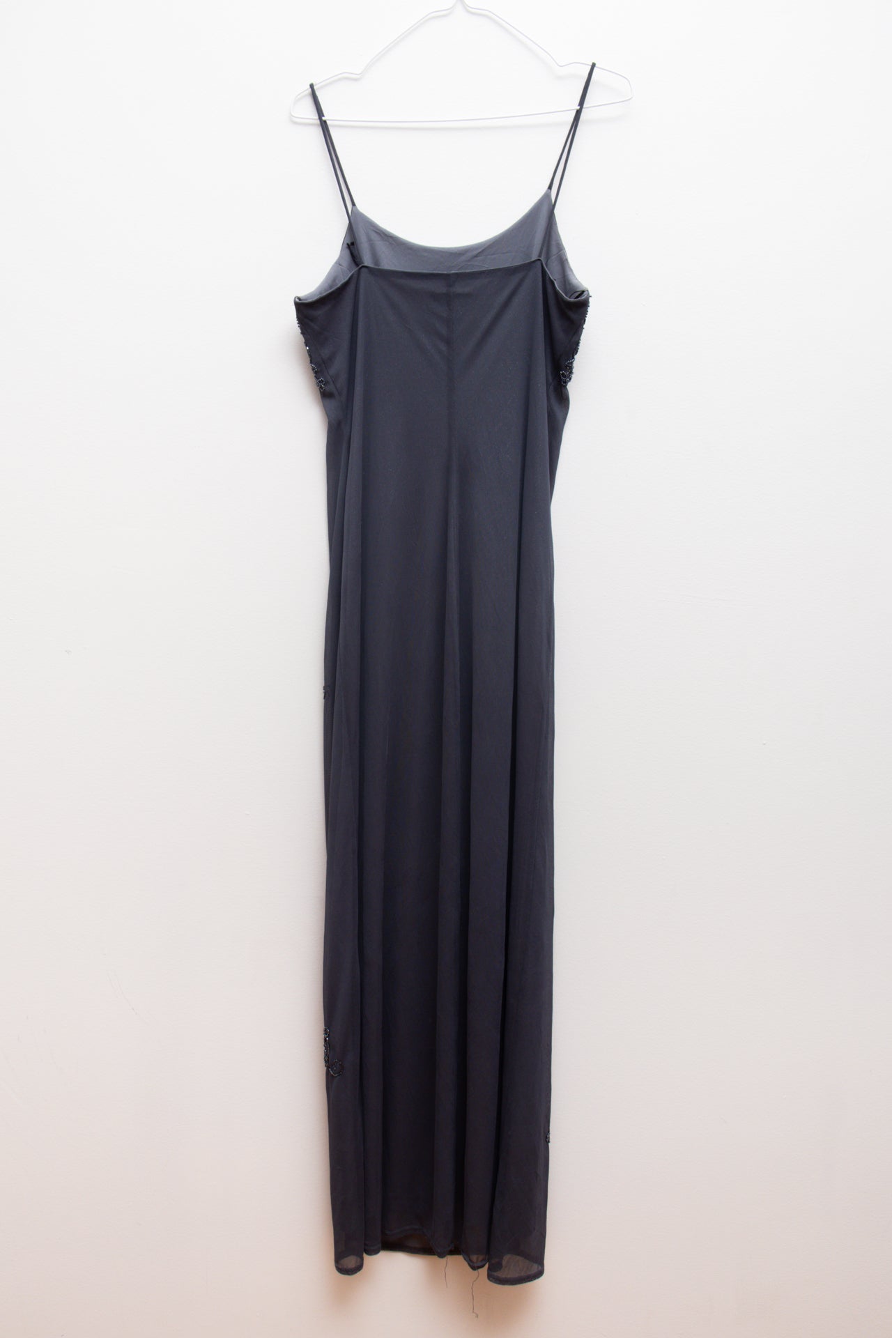 #230 Onyx Nite beaded deep silver maxi dress | c. 162 | size 8