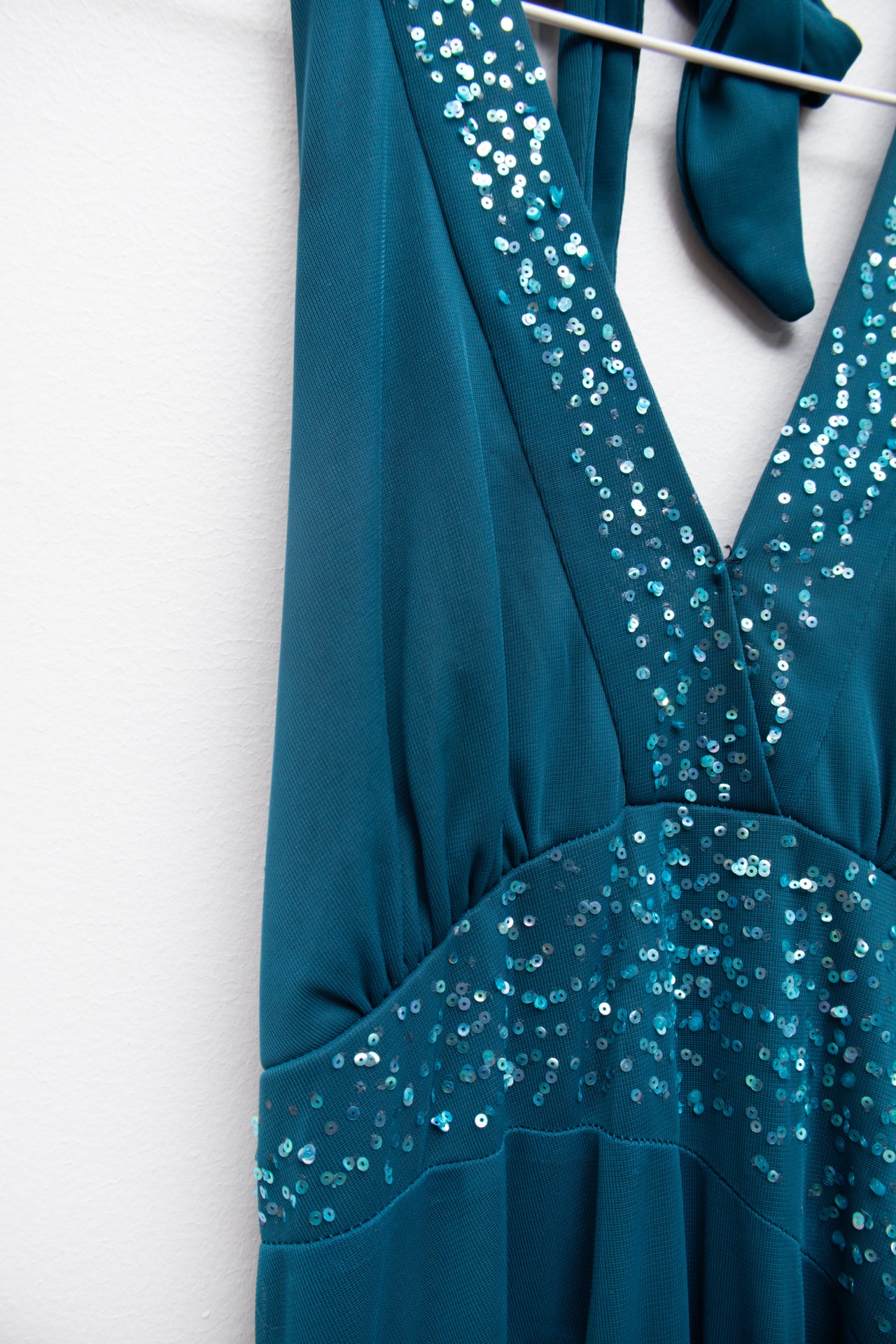 #237 Rampage sequinned teal maxi dress | c. 162 | size 10/12