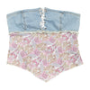 #68 Faang Strapless Denim And Floral Corset Top Blue | c. 172 | Size 12