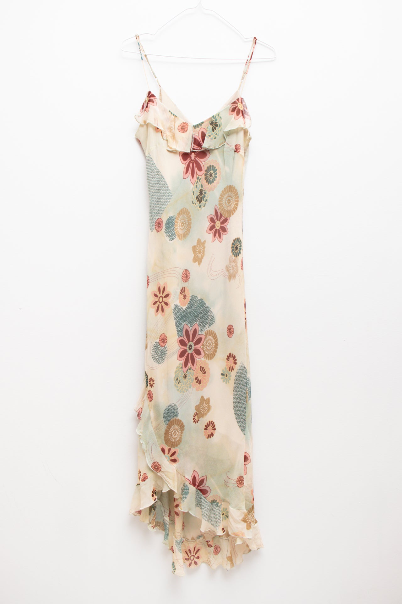 #241 Lapis floral print ruffled midi dress | c. 162 | size 10