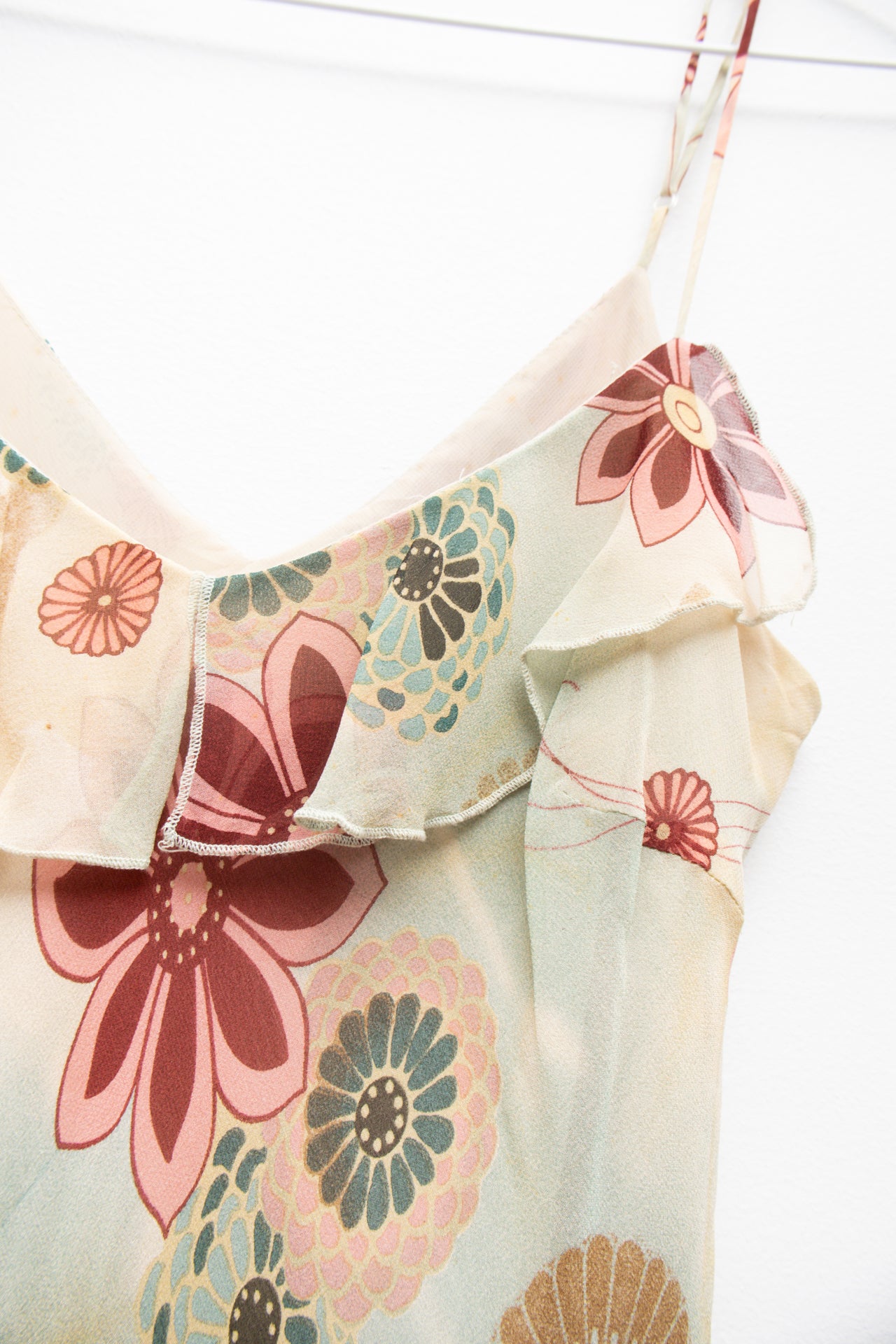 #241 Lapis floral print ruffled midi dress | c. 162 | size 10