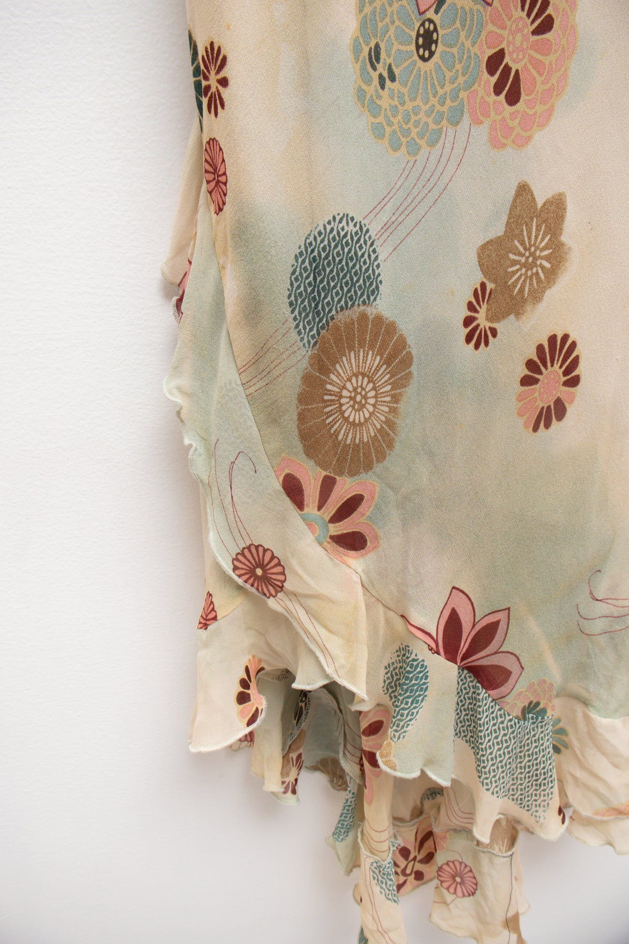 #241 Lapis floral print ruffled midi dress | c. 162 | size 10