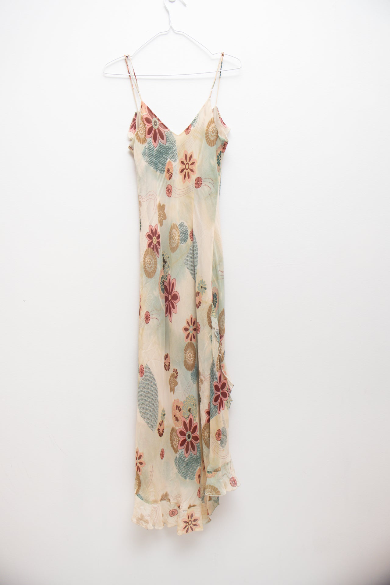 #241 Lapis floral print ruffled midi dress | c. 162 | size 10