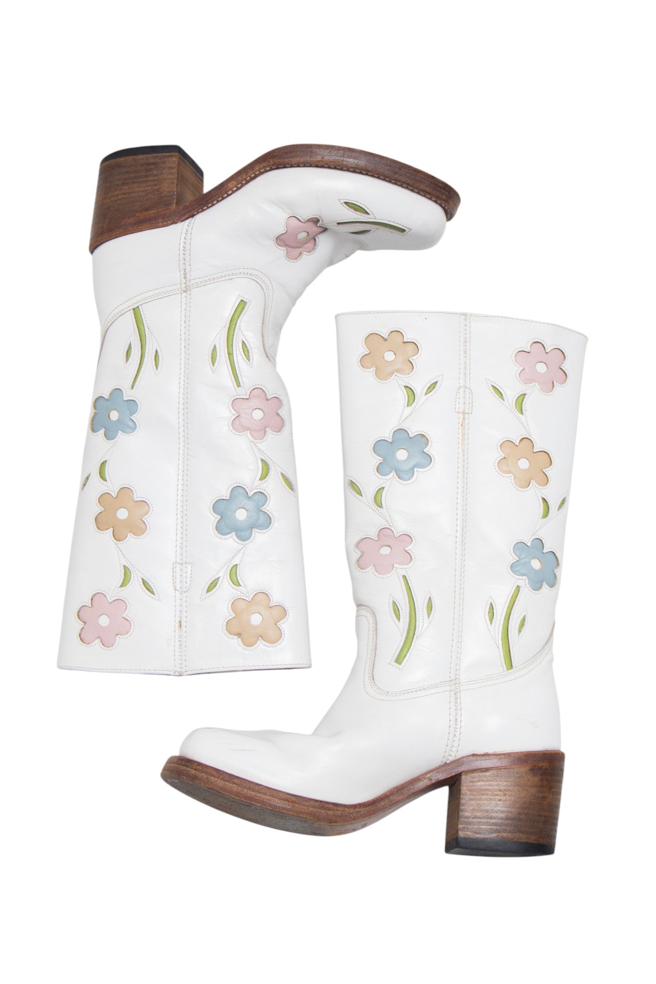 #243 *Rare Sendra white leather floral boots | c. 162 | size 7