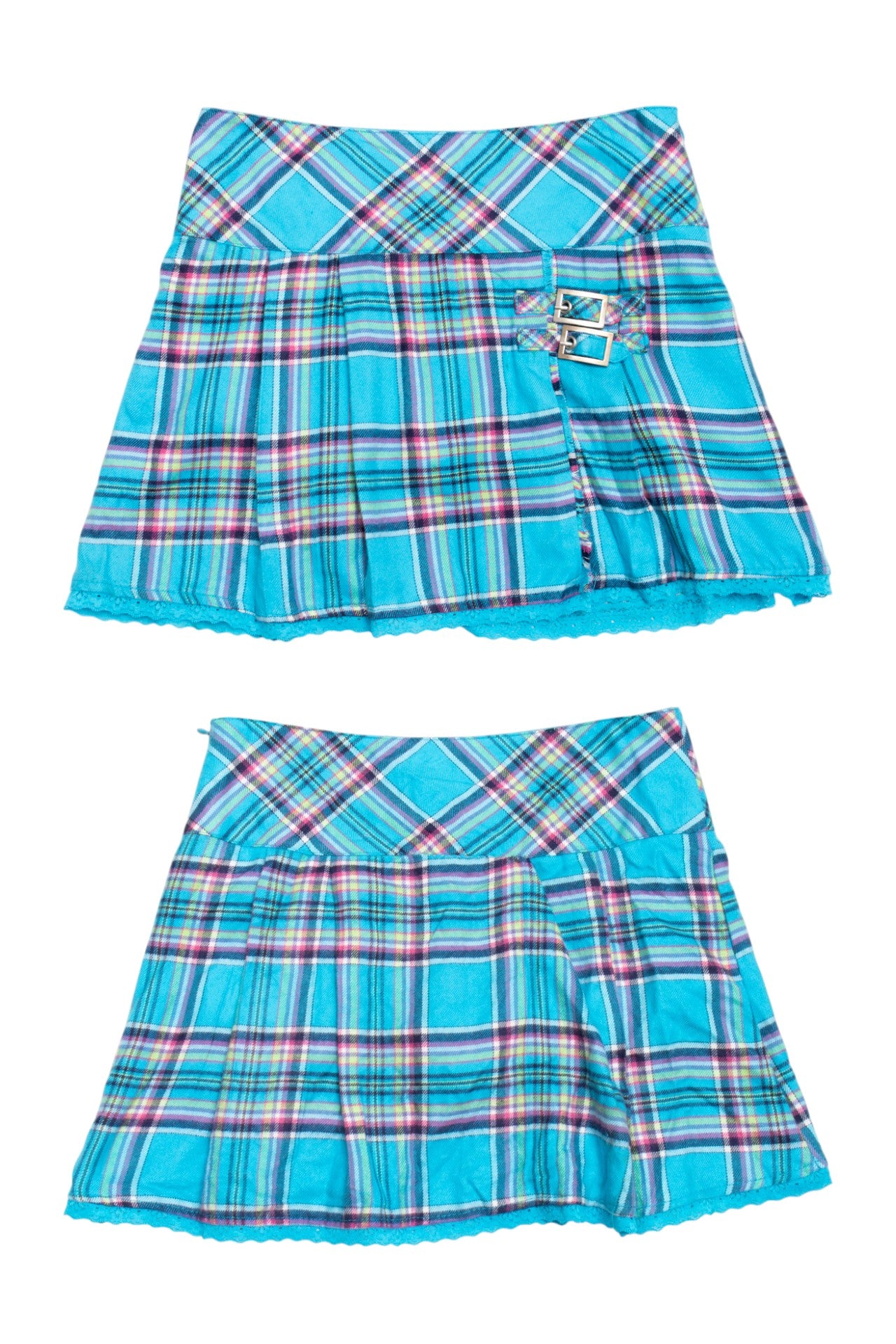 #07 Justice blue plaid mini skort | c. 162 | size 4