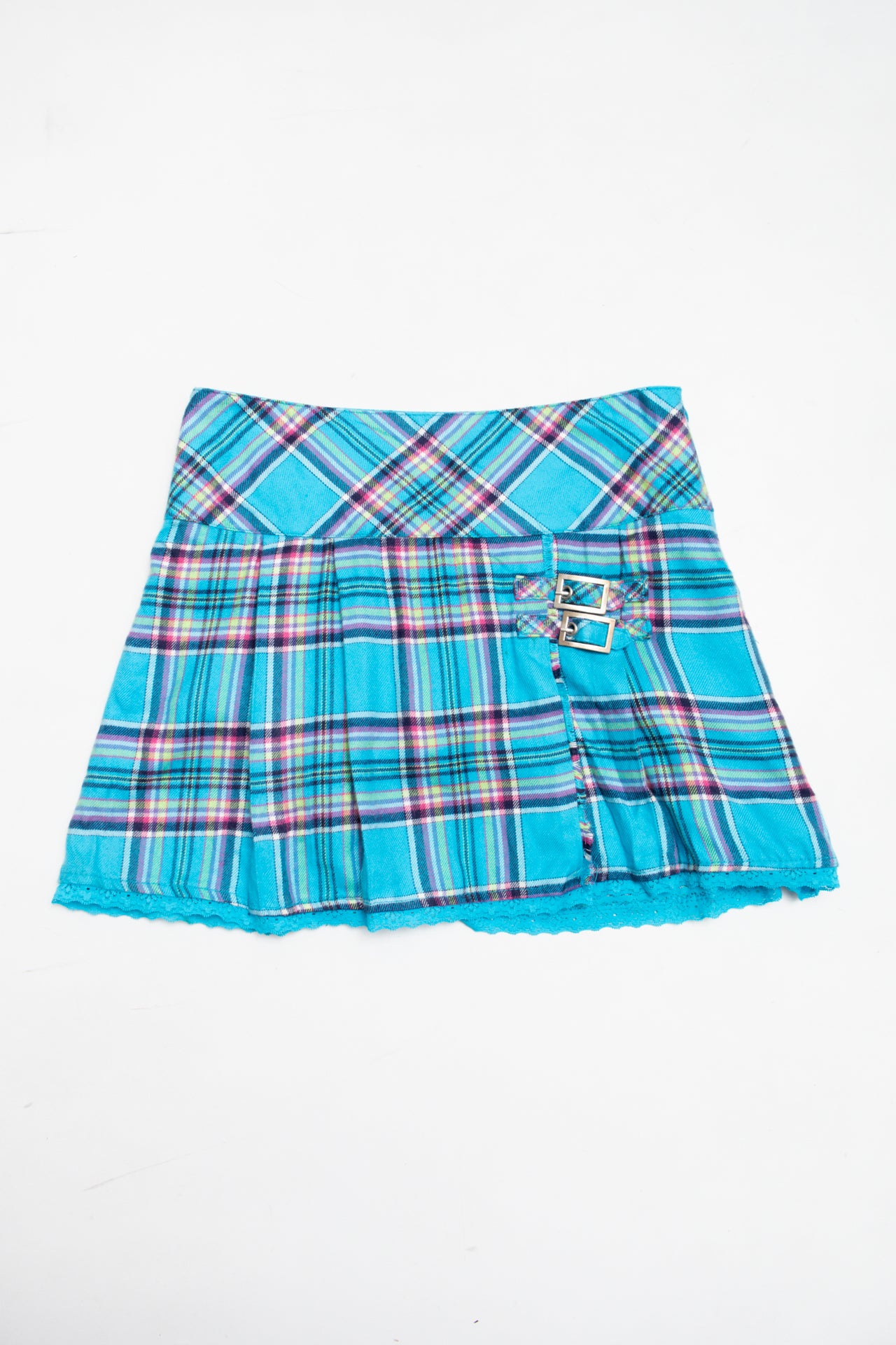 #07 Justice blue plaid mini skort | c. 162 | size 4