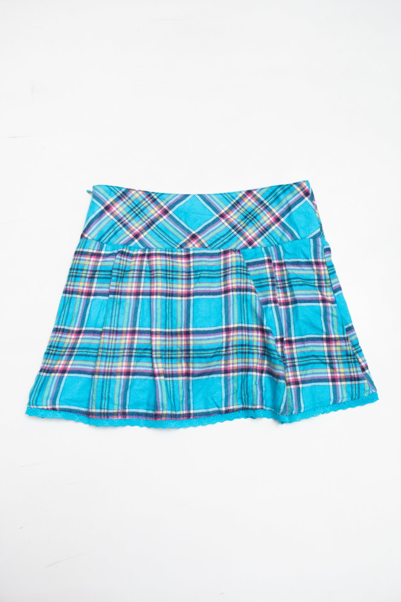 #07 Justice blue plaid mini skort | c. 162 | size 4