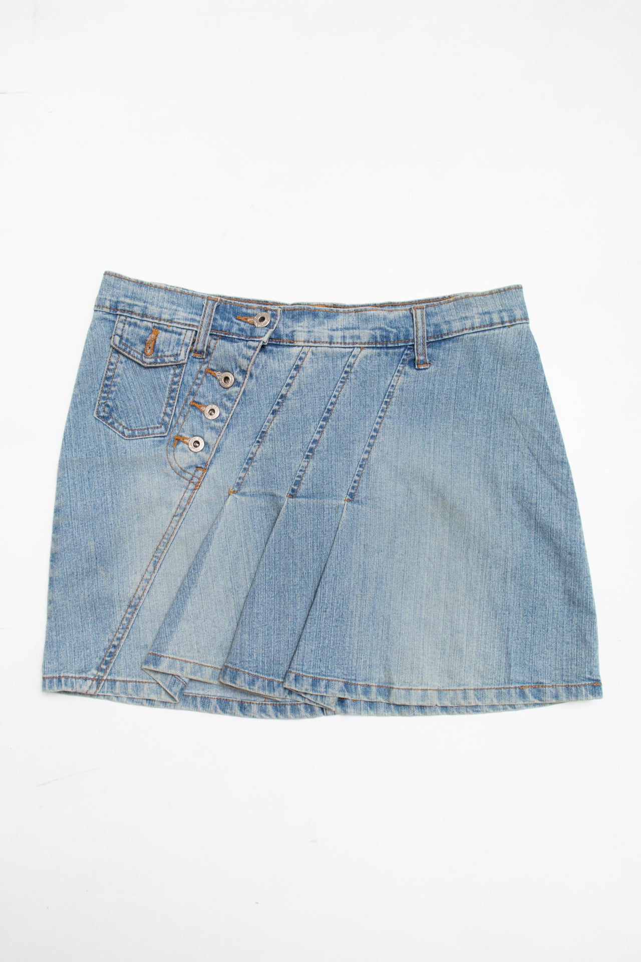 #14 Disil diagonal pleated denim skirt | c. 162 | size 10