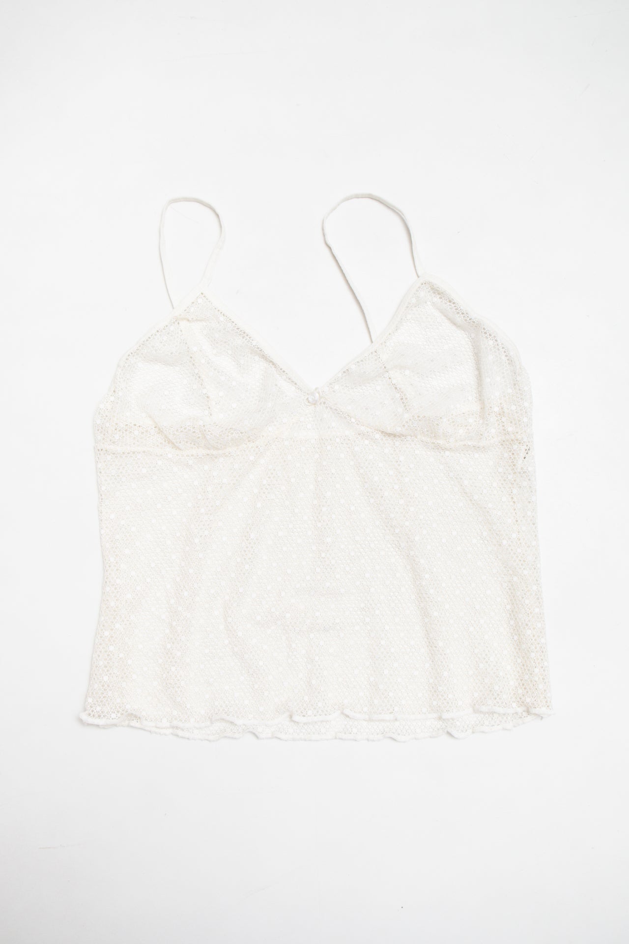 #17 rosette white mesh cami | c. 162 | size 8