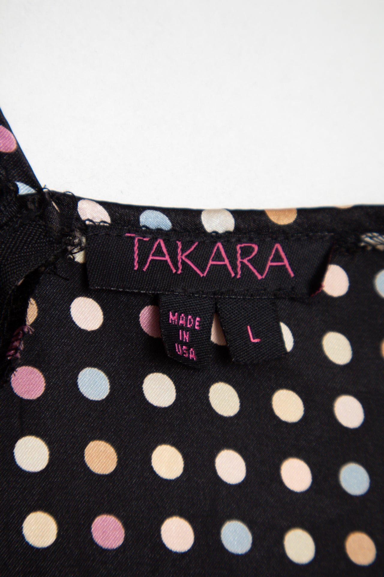 #27 Takara polka dot satin top | c. 162 | size 10
