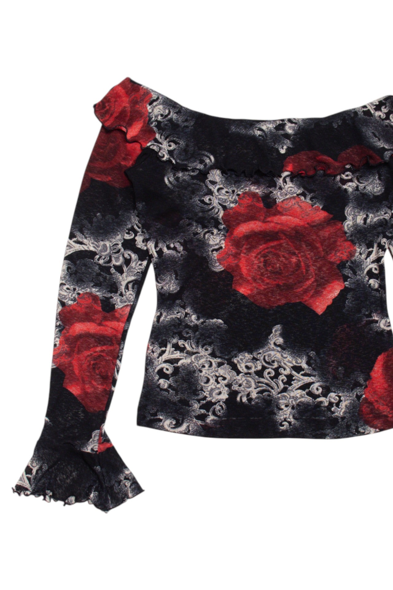 #44 XOXO rose print cow-neck top | c. 162 | size 10