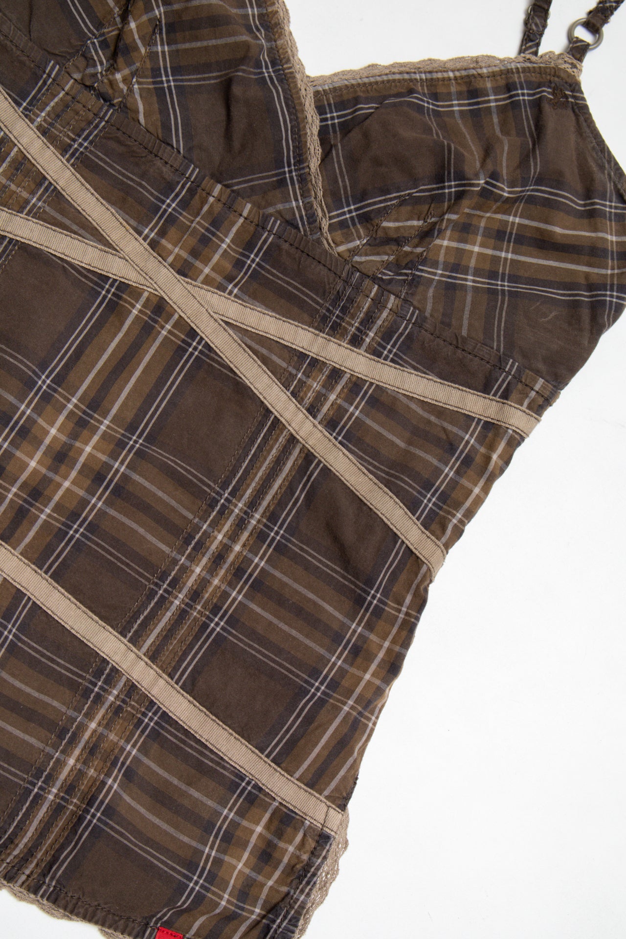 #54 edc khaki cotton plaid cami | c. 162 | size 10
