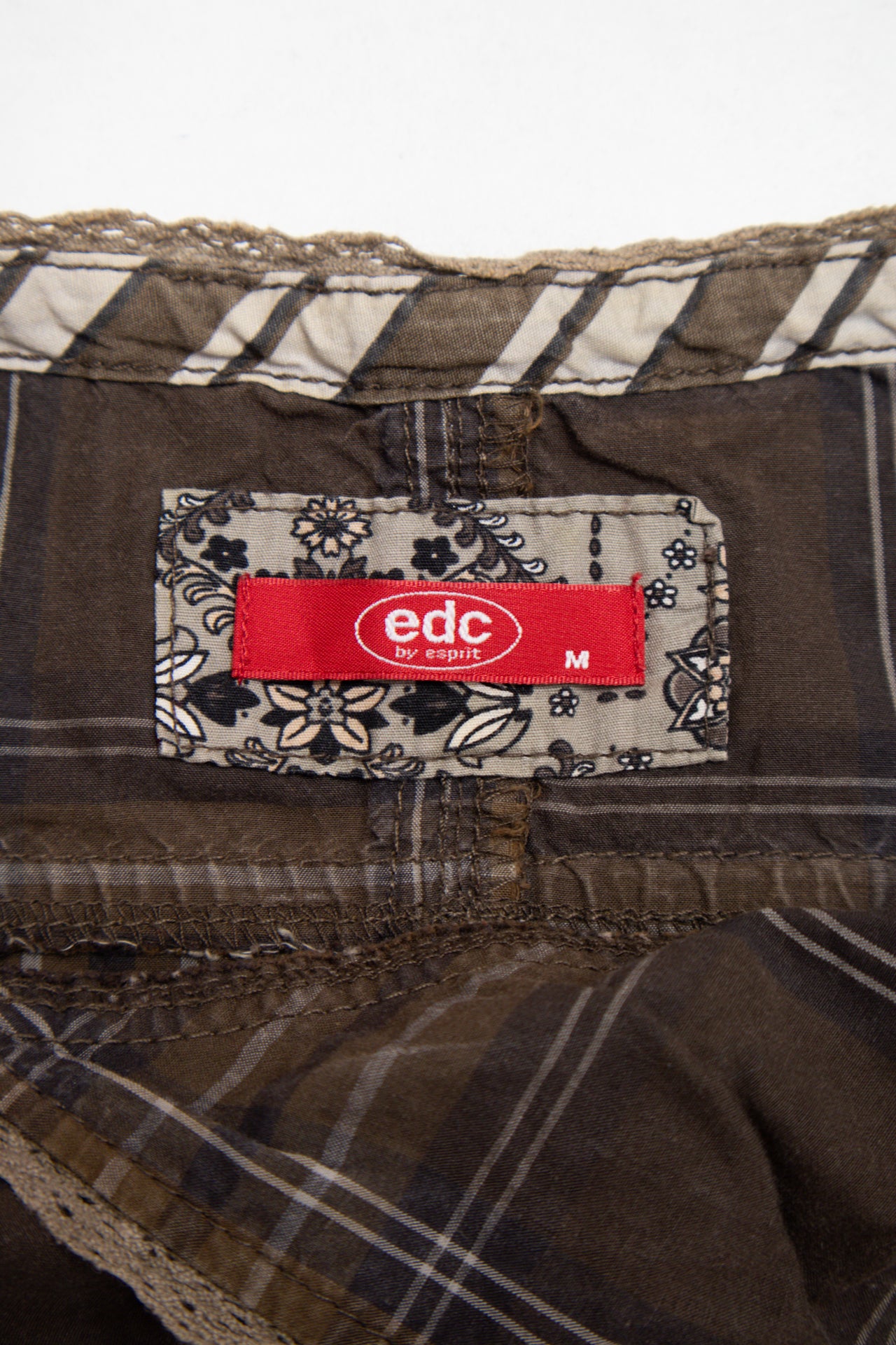 #54 edc khaki cotton plaid cami | c. 162 | size 10