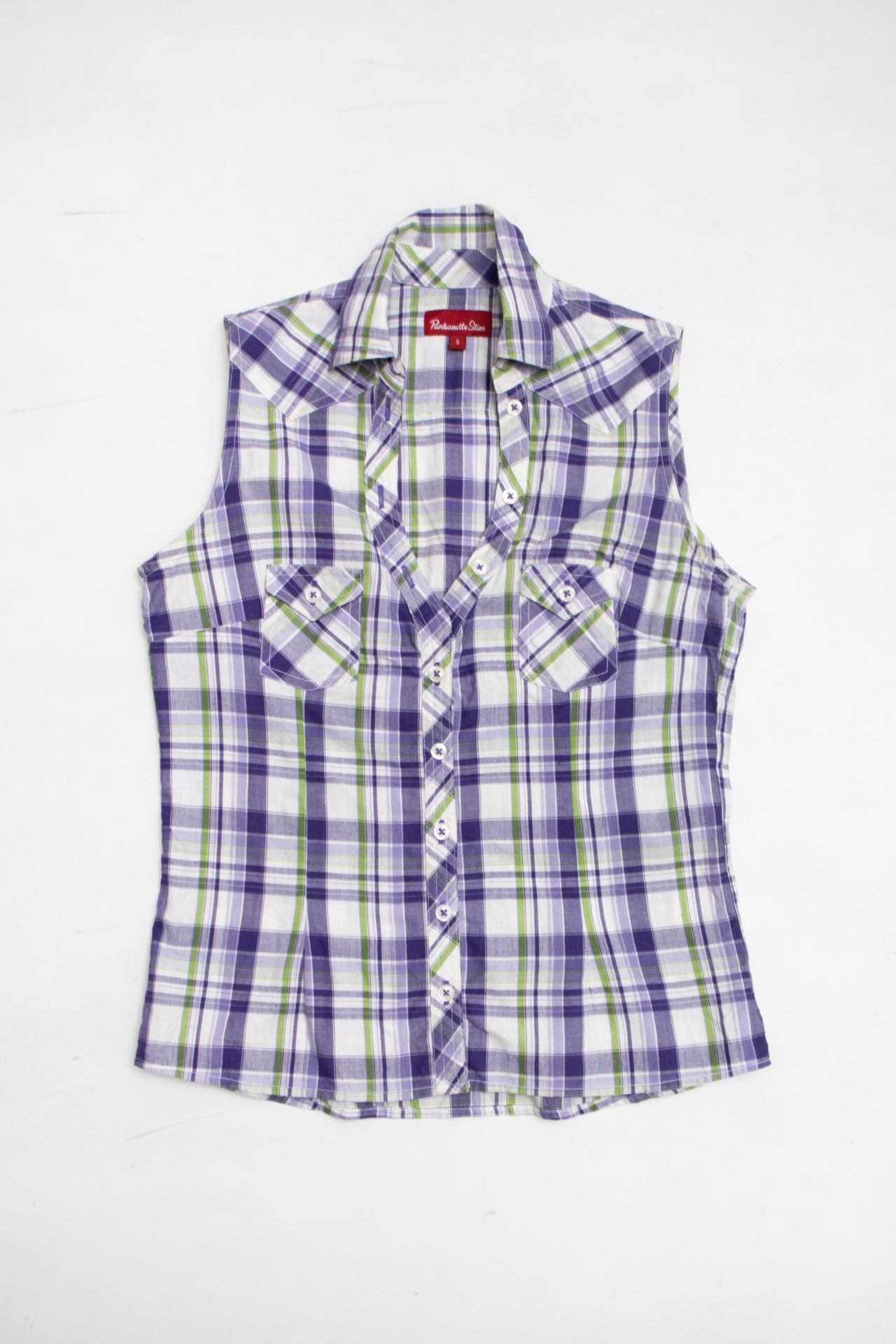 #55 Panhandle Slim plaid sleeveless blouse | c. 155 | size 8