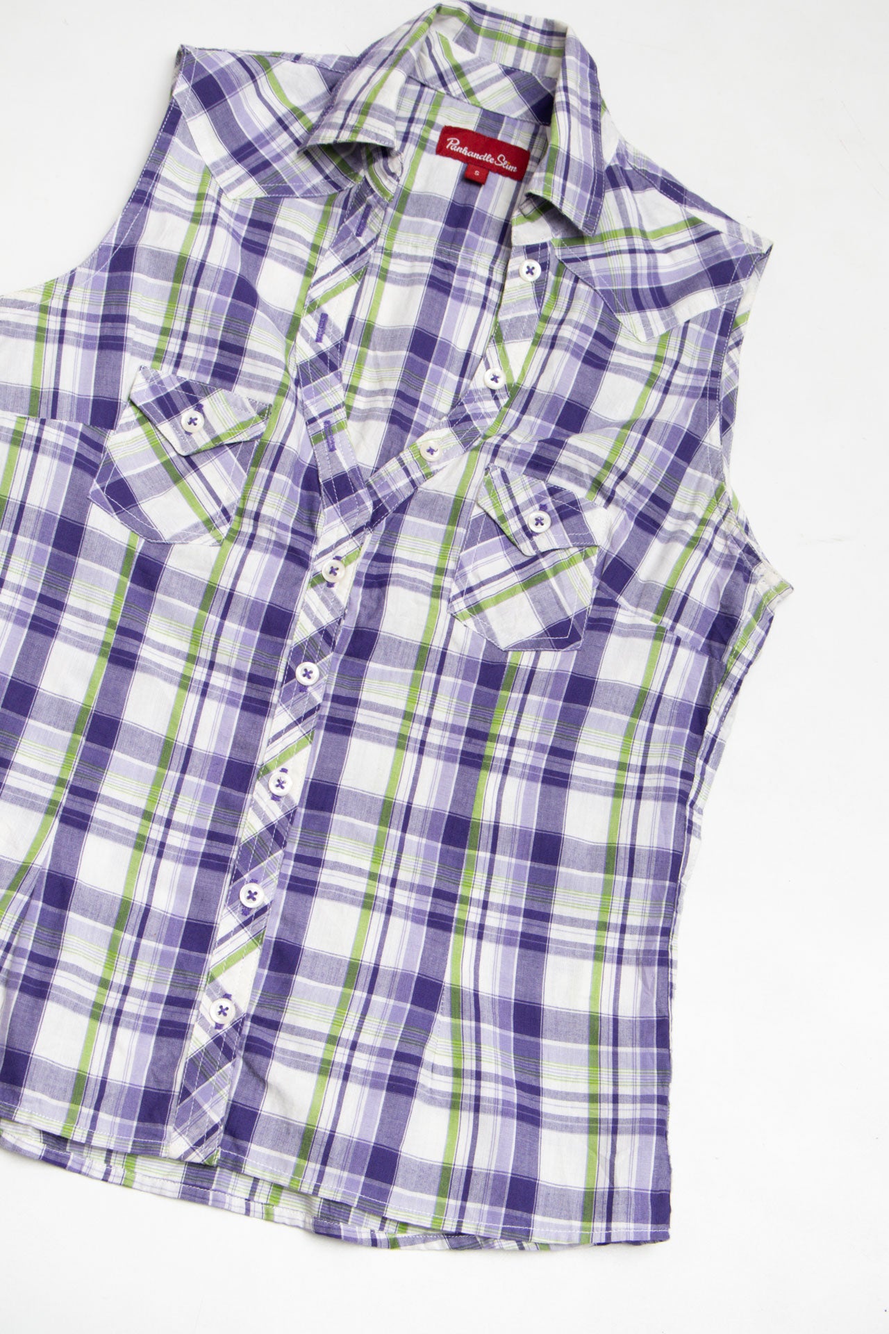 #55 Panhandle Slim plaid sleeveless blouse | c. 155 | size 8