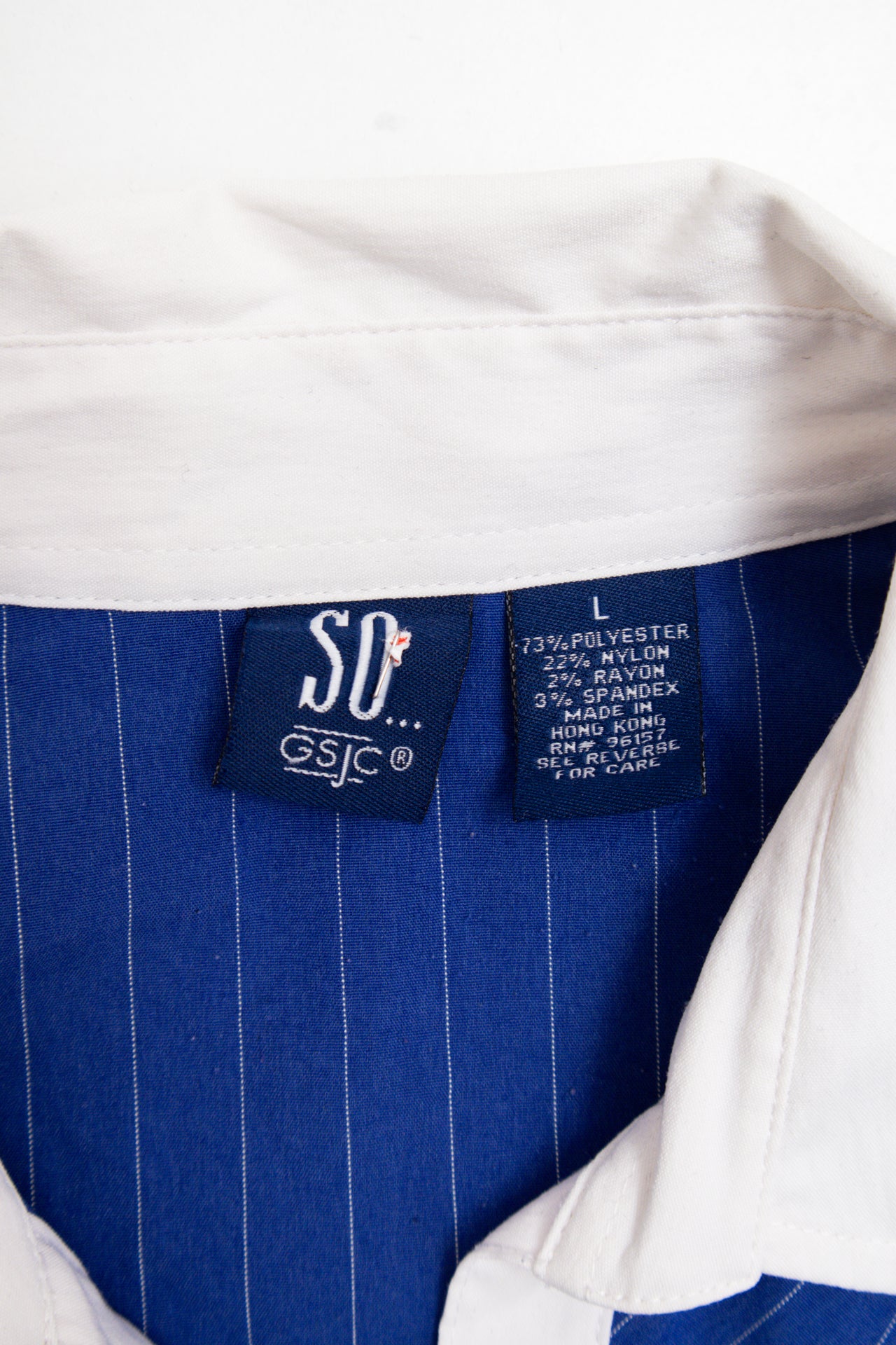 #102 So... GSJC pinstripe button up | c. 162 | size 12