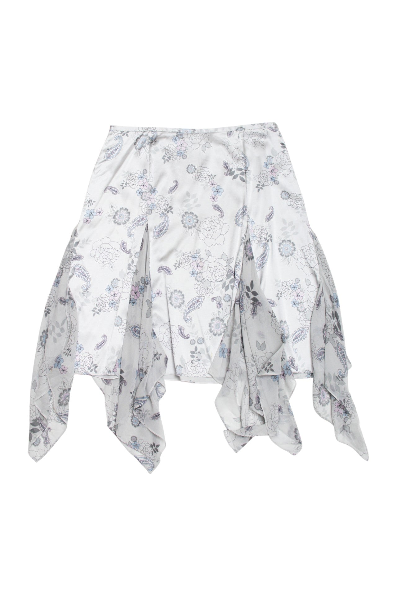 #106 paisley silk blend silver skirt | c. 162 | size 12/14