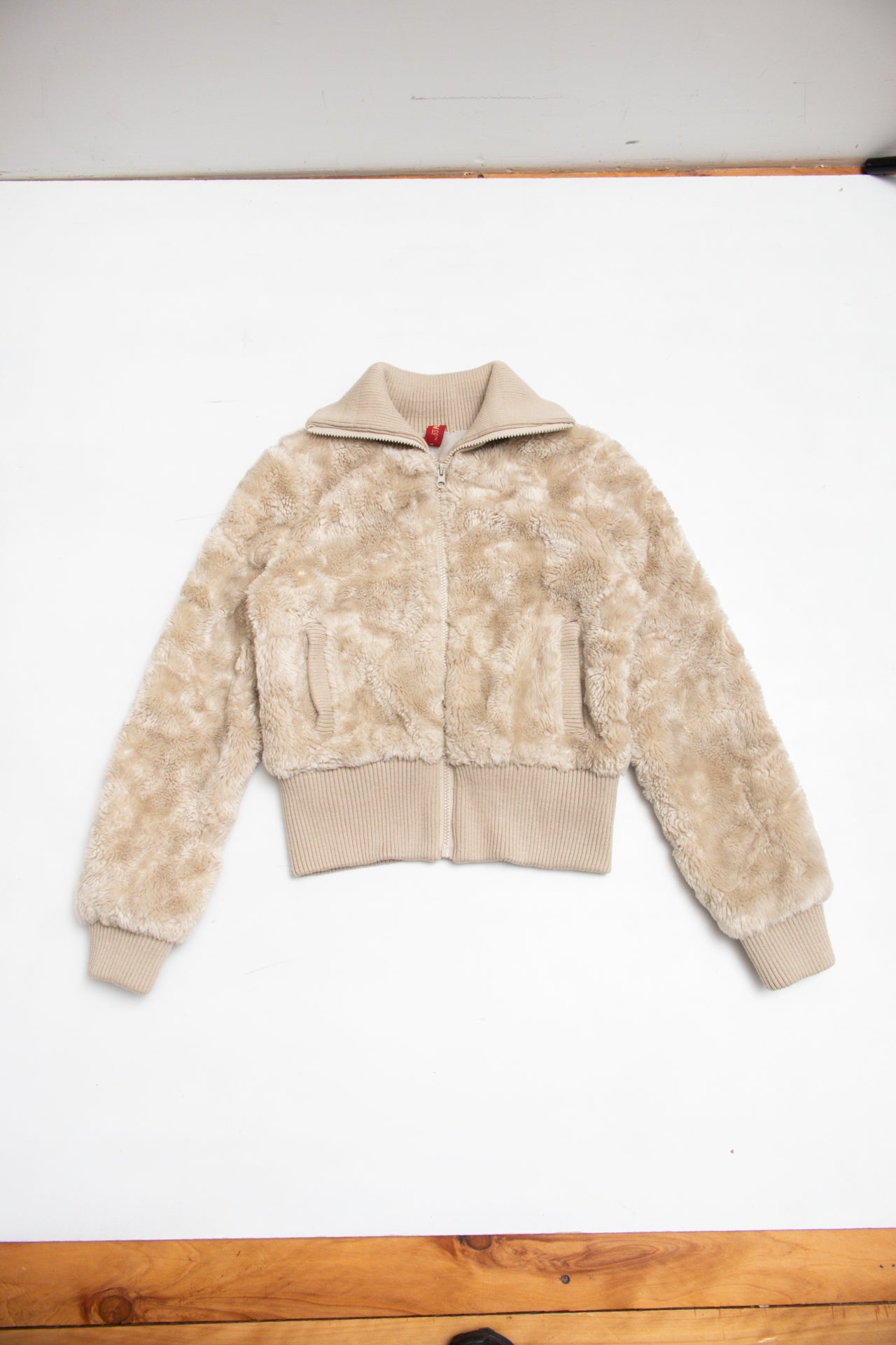 #160 Denim Co faux fur cropped jacket | c. 162 | size 8/10