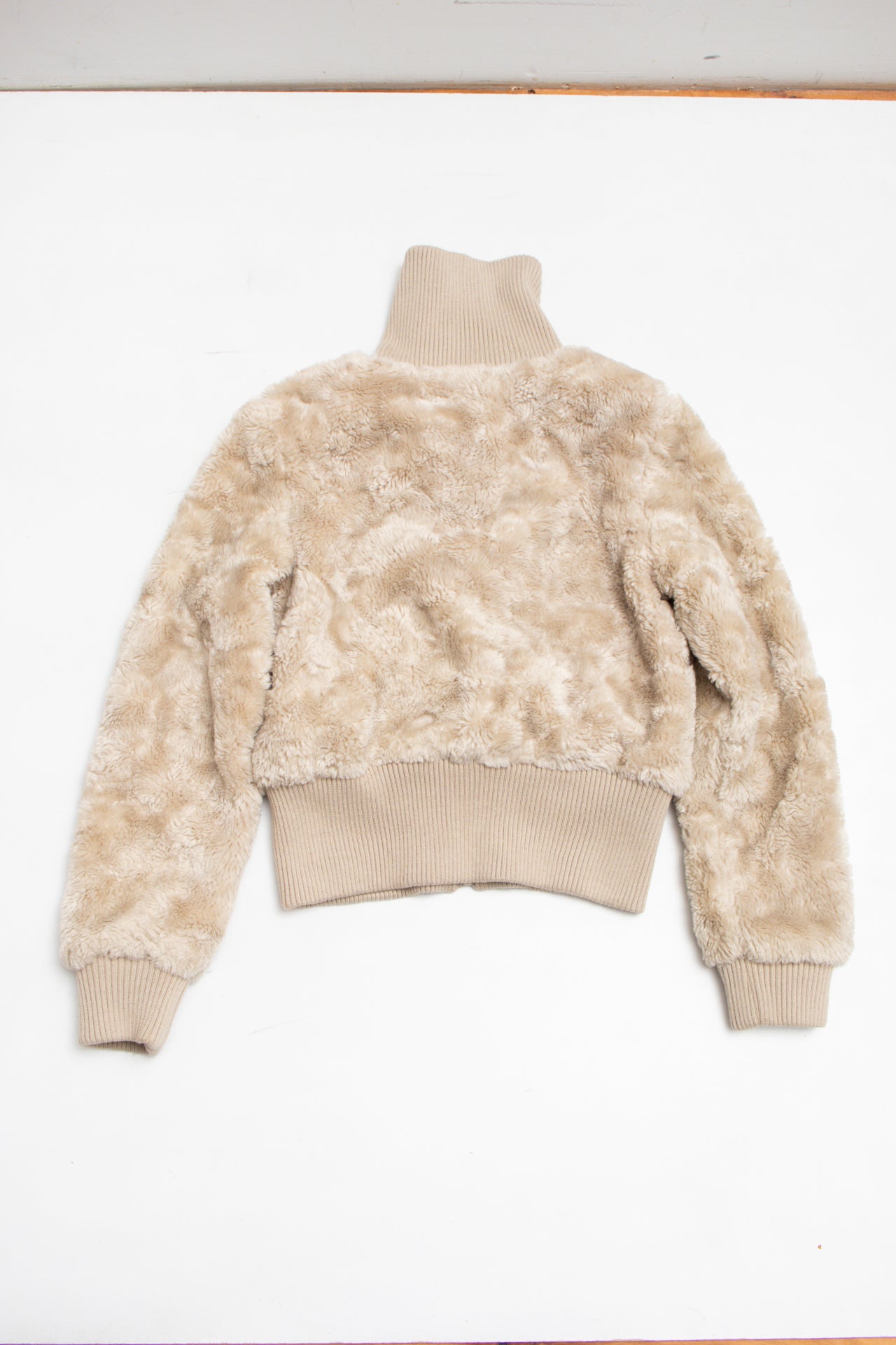 #160 Denim Co faux fur cropped jacket | c. 162 | size 8/10