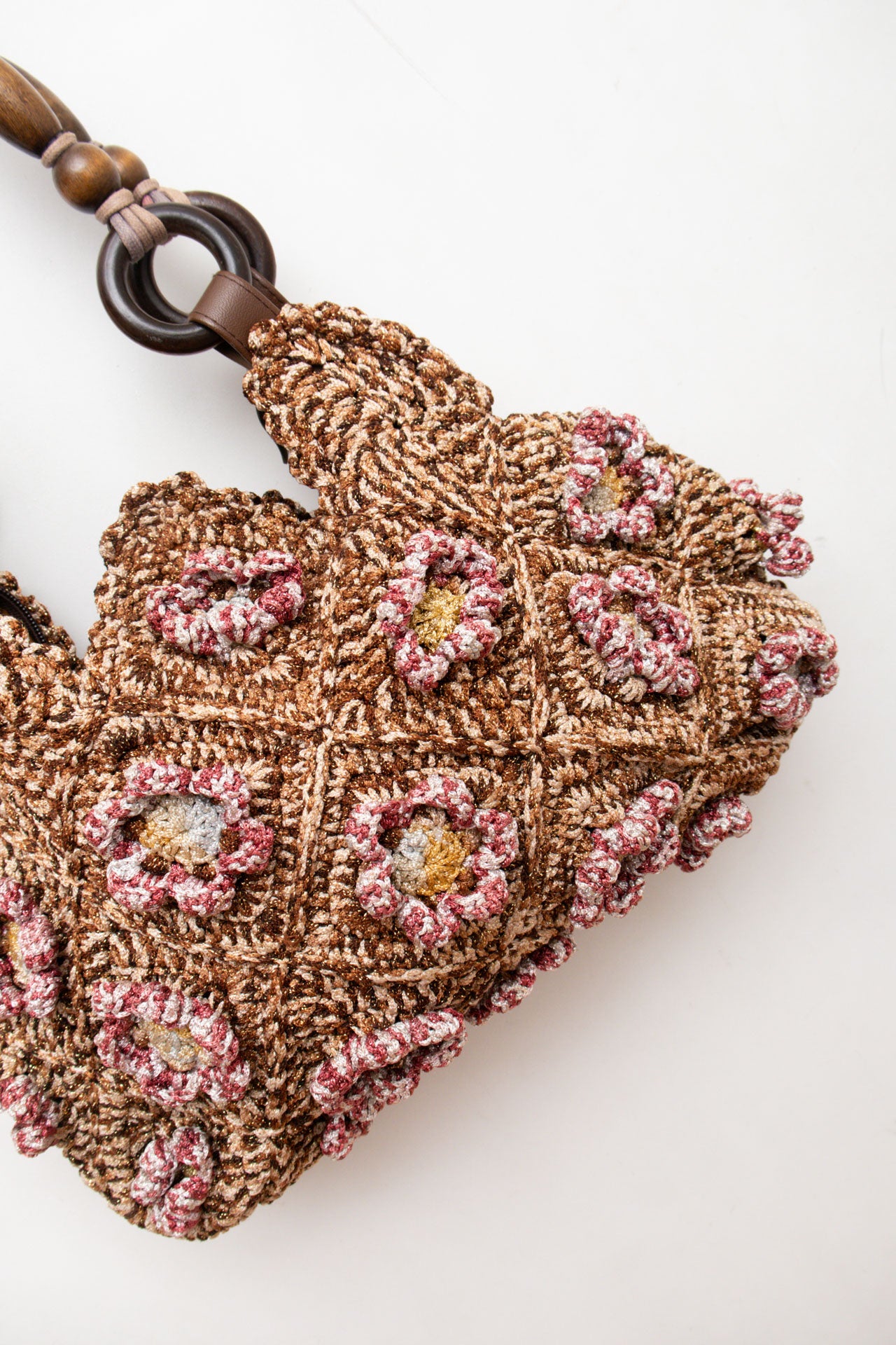 #86 Brown Crochet Floral Bag | Mermaid Festival