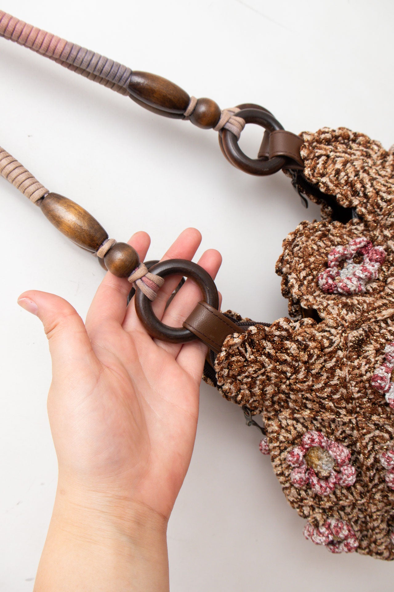 #86 Brown Crochet Floral Bag | Mermaid Festival