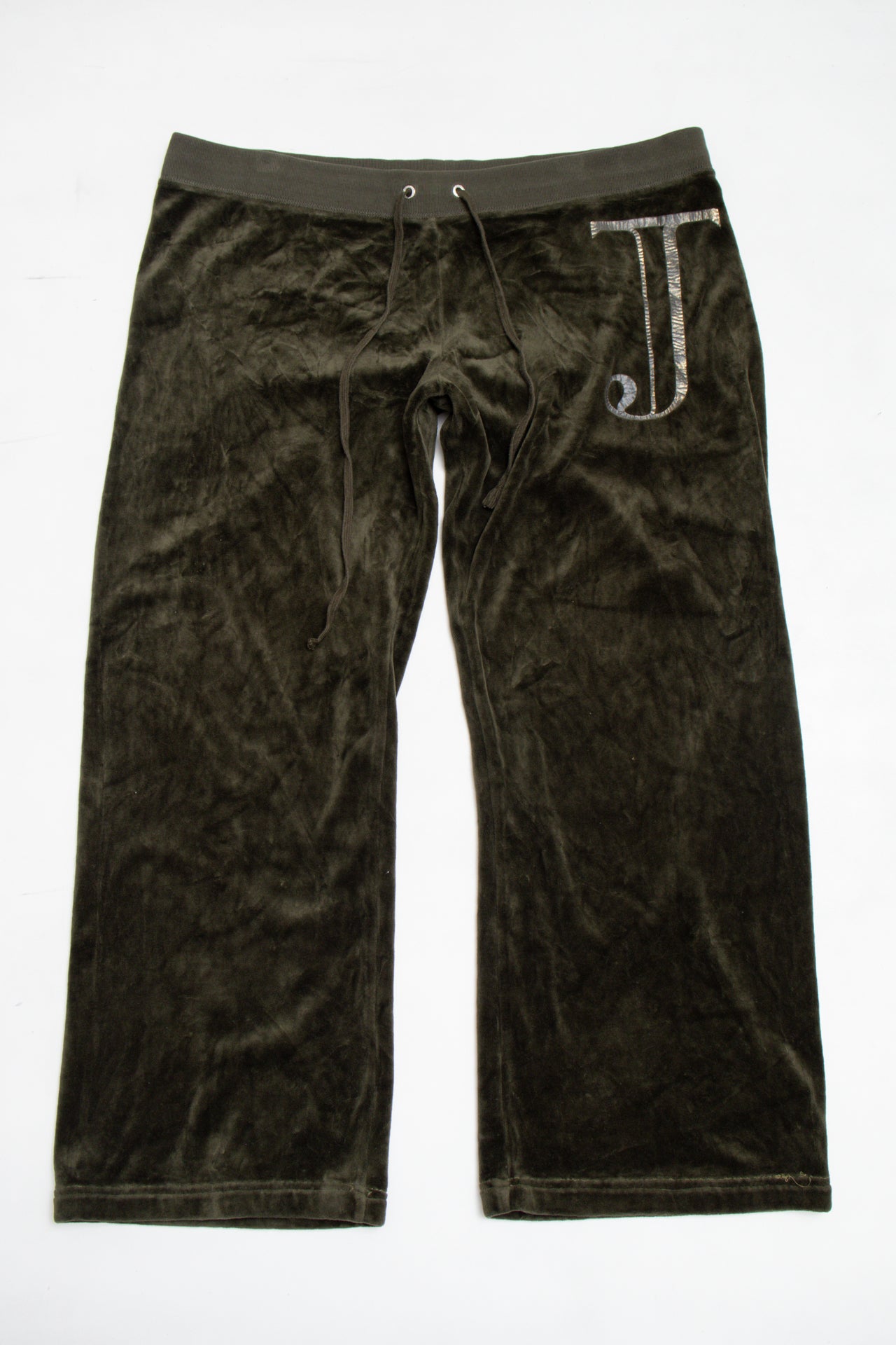 #179 USA made dark green velour low rise pants | c. 162 | size 14
