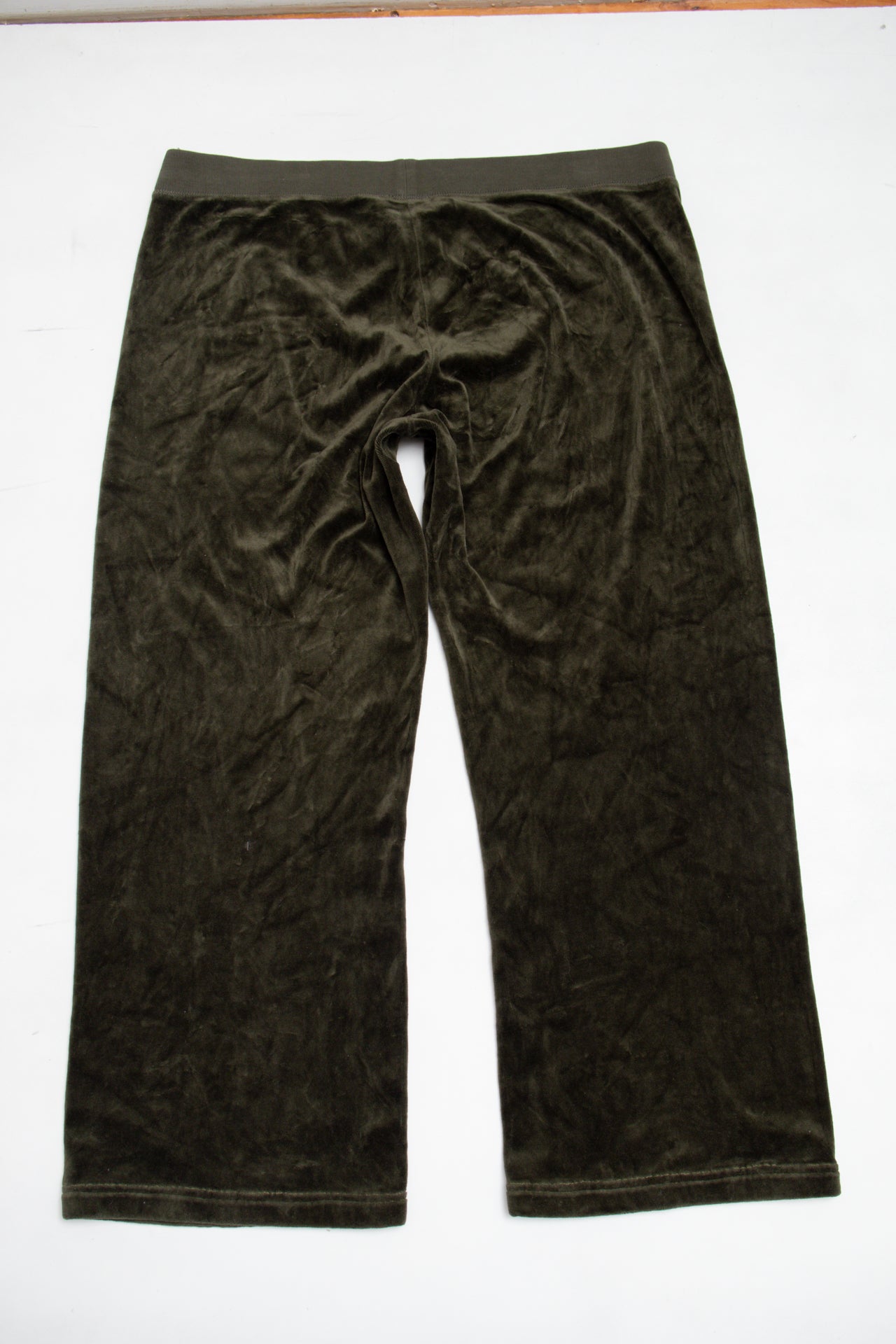 #179 USA made dark green velour low rise pants | c. 162 | size 14