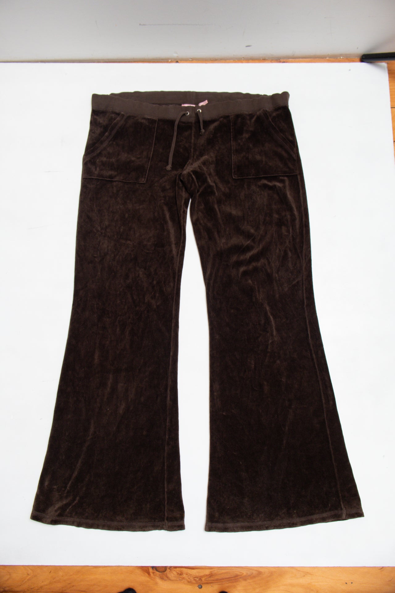 #180 USA made brown velour low rise pants | c. 162 | size 14