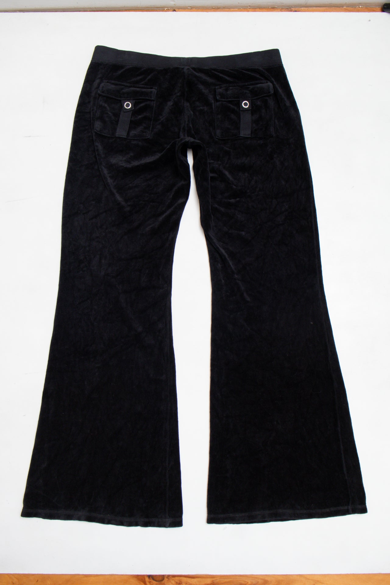 #184 USA made black velour pants | c. 162 | size 12