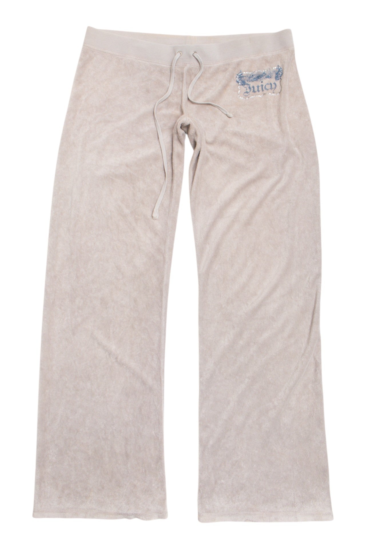 #185 USA made cream rhinestoned velour pants | c. 162 | size 12