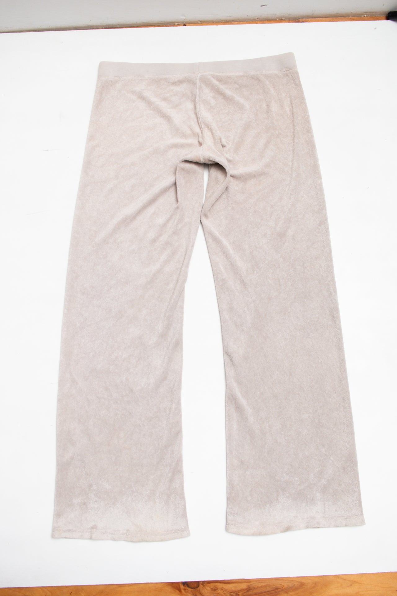 #185 USA made cream rhinestoned velour pants | c. 162 | size 12