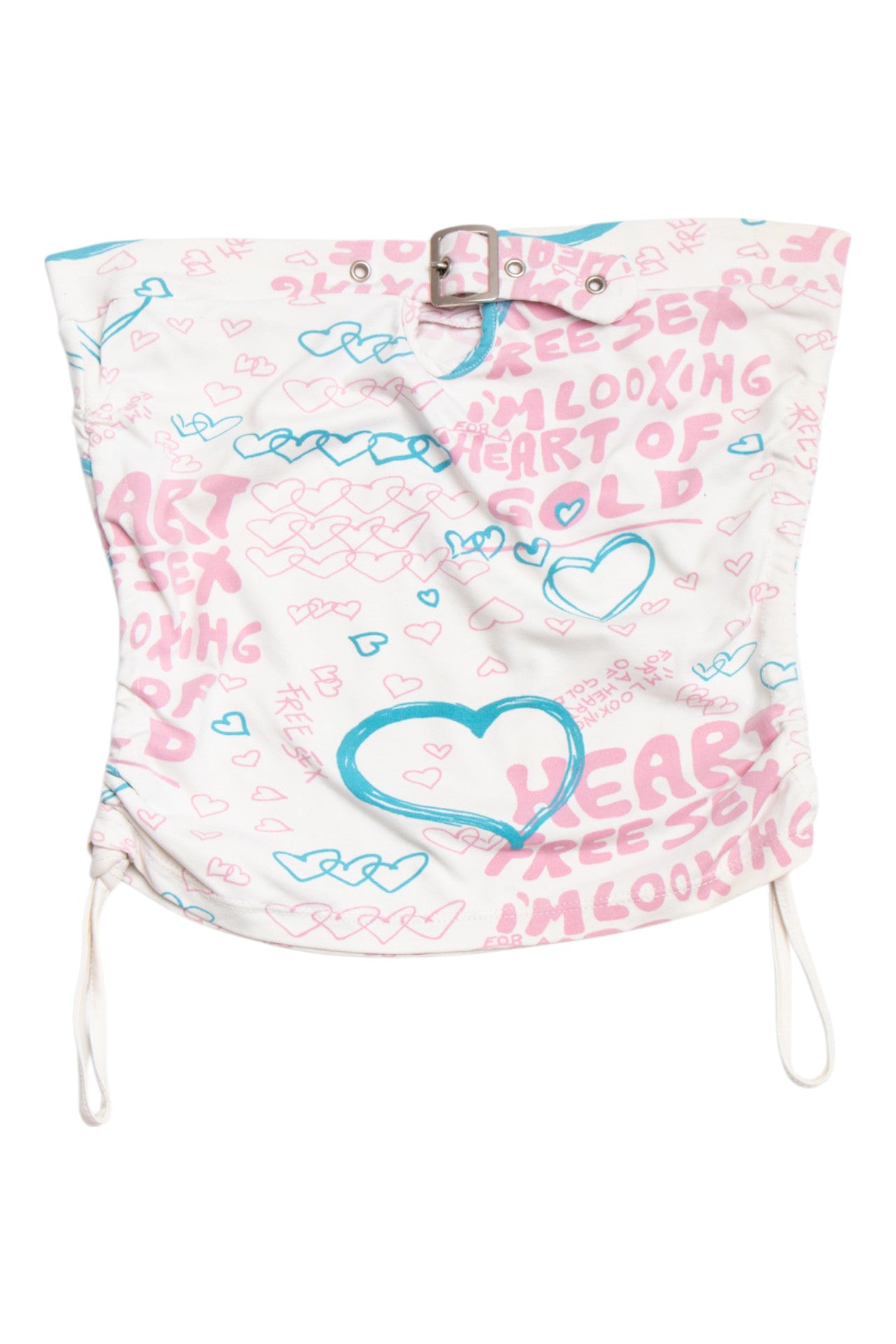 #164 'heart free sex' buckle top | c. 155 | size 8