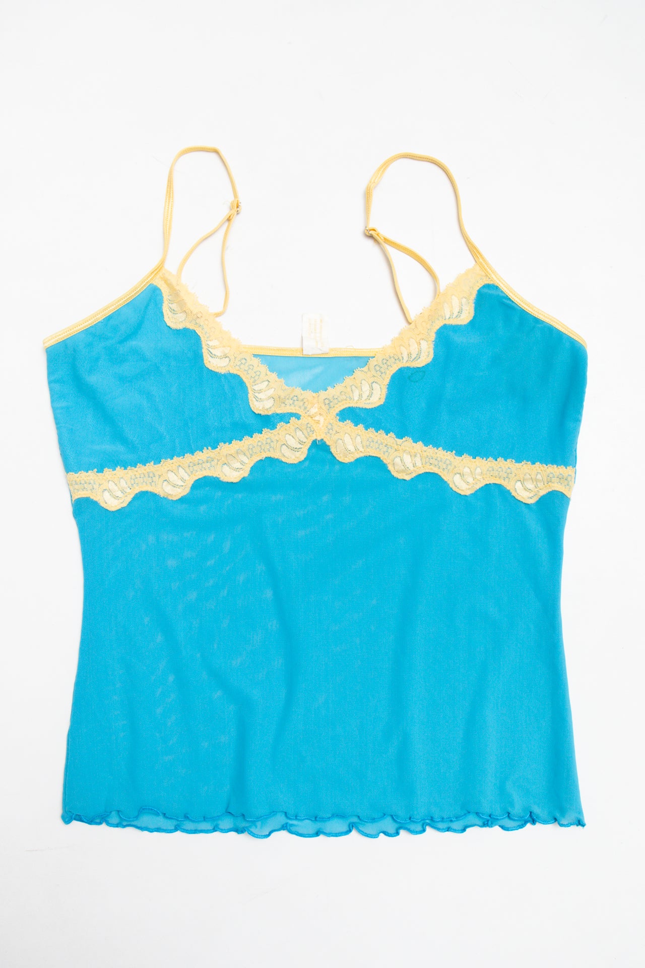 #199 mesh blue/yellow cami | c. 162 | size 10