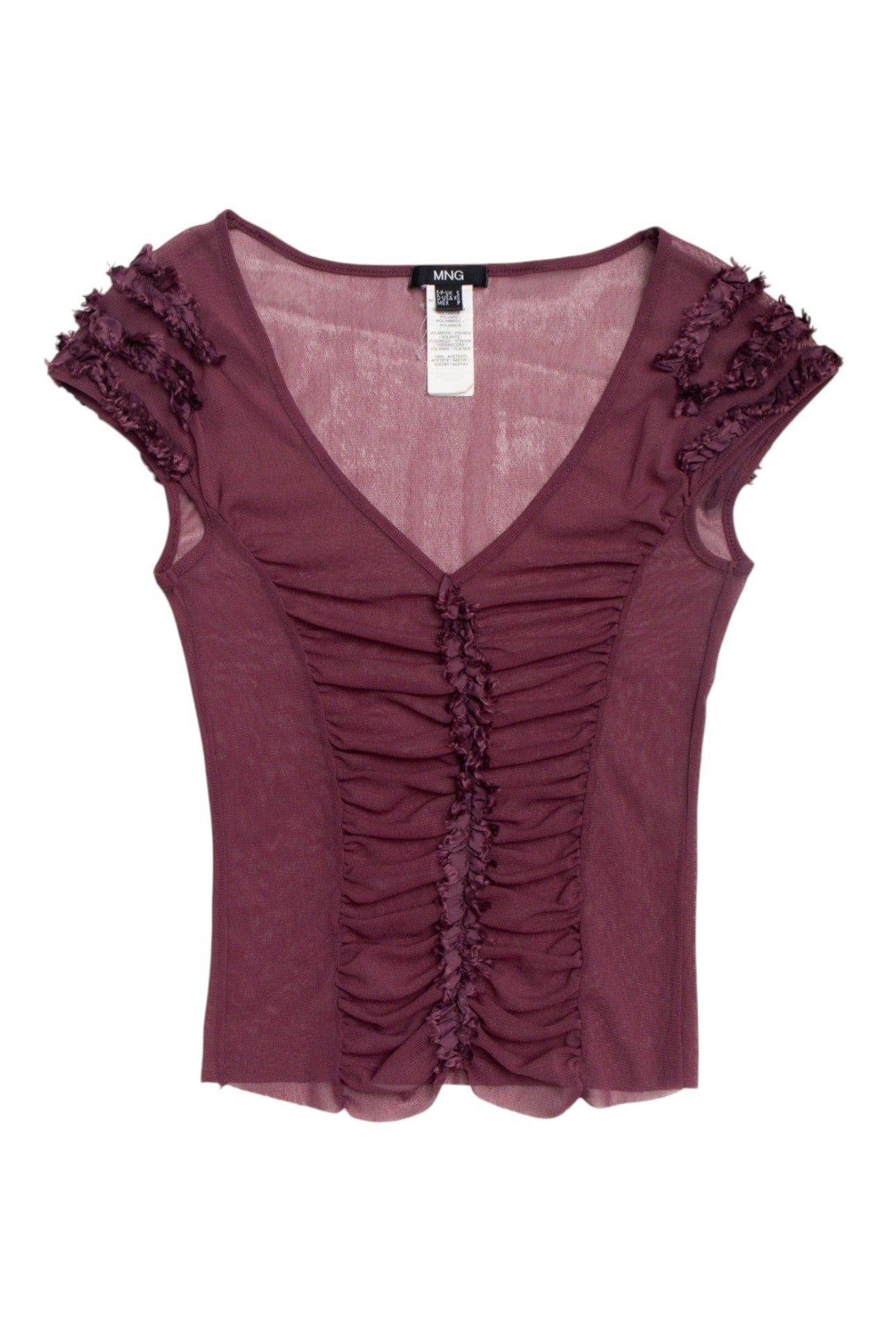 #166 MNG mesh ruched top | c. 155 | size 6