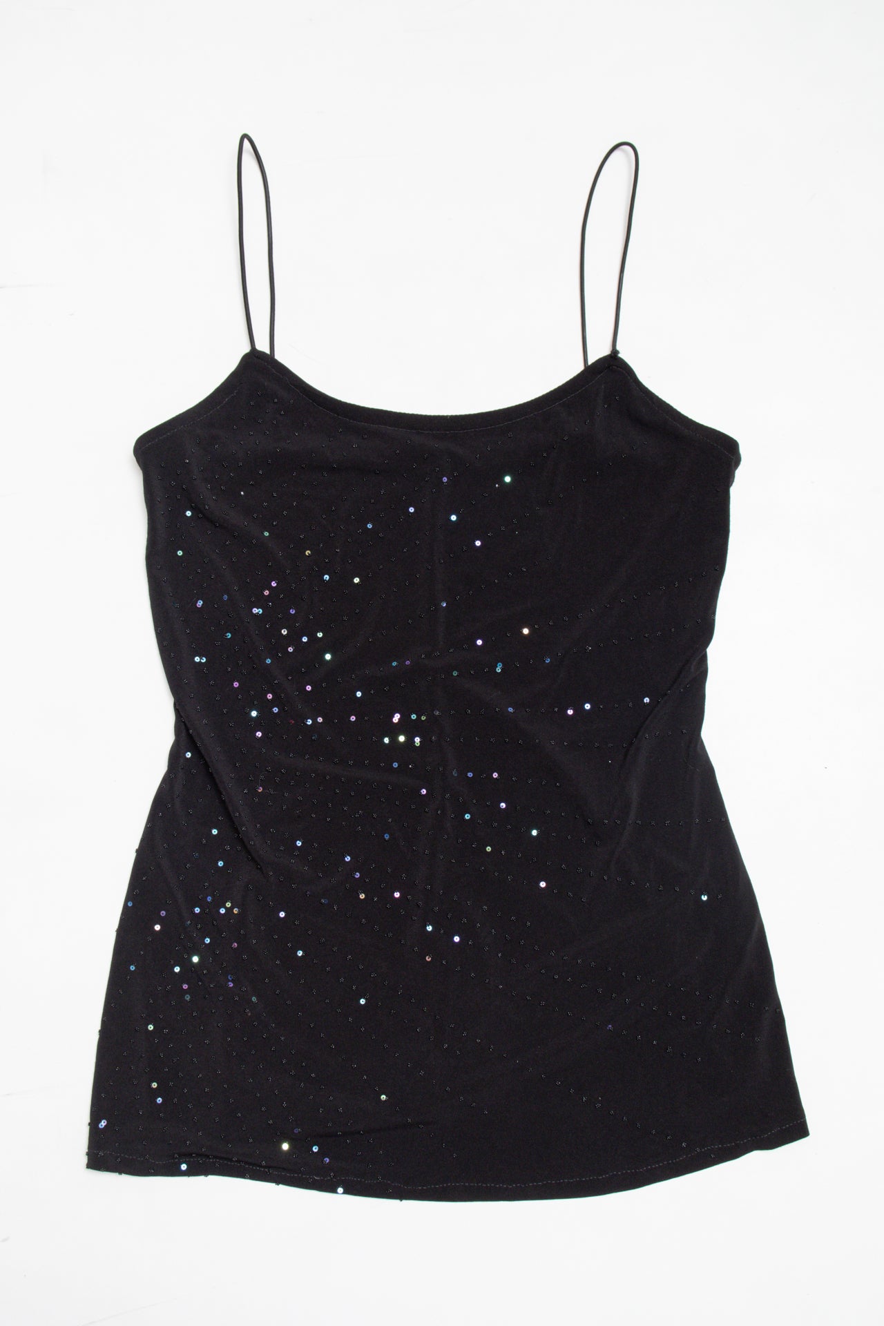 #203 sequin & beaded black cami | c. 162 | size 8/10